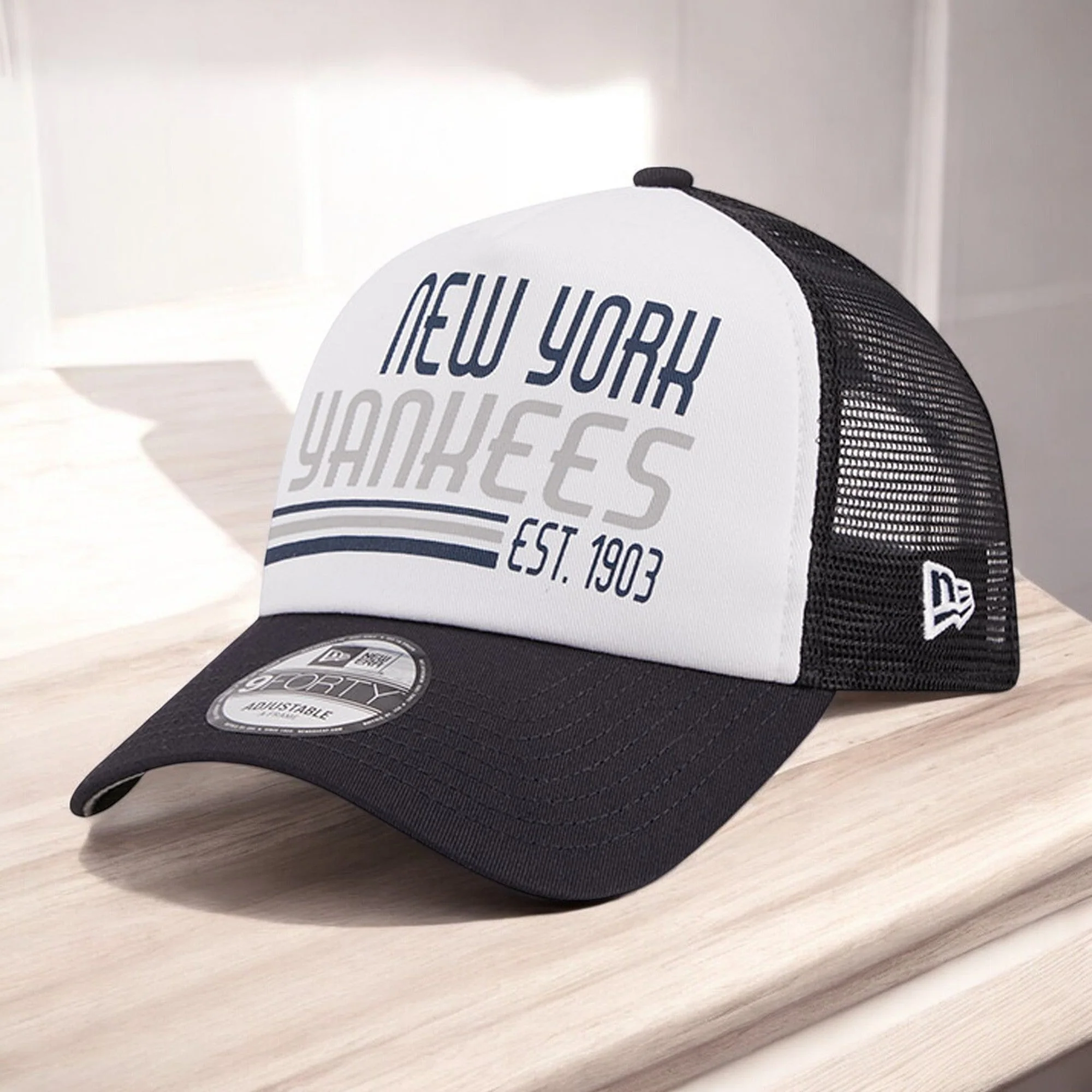 Traditional New Era Men's MLB 940 Stacked A-Frame Trucker Adjustable Yankees Optimized