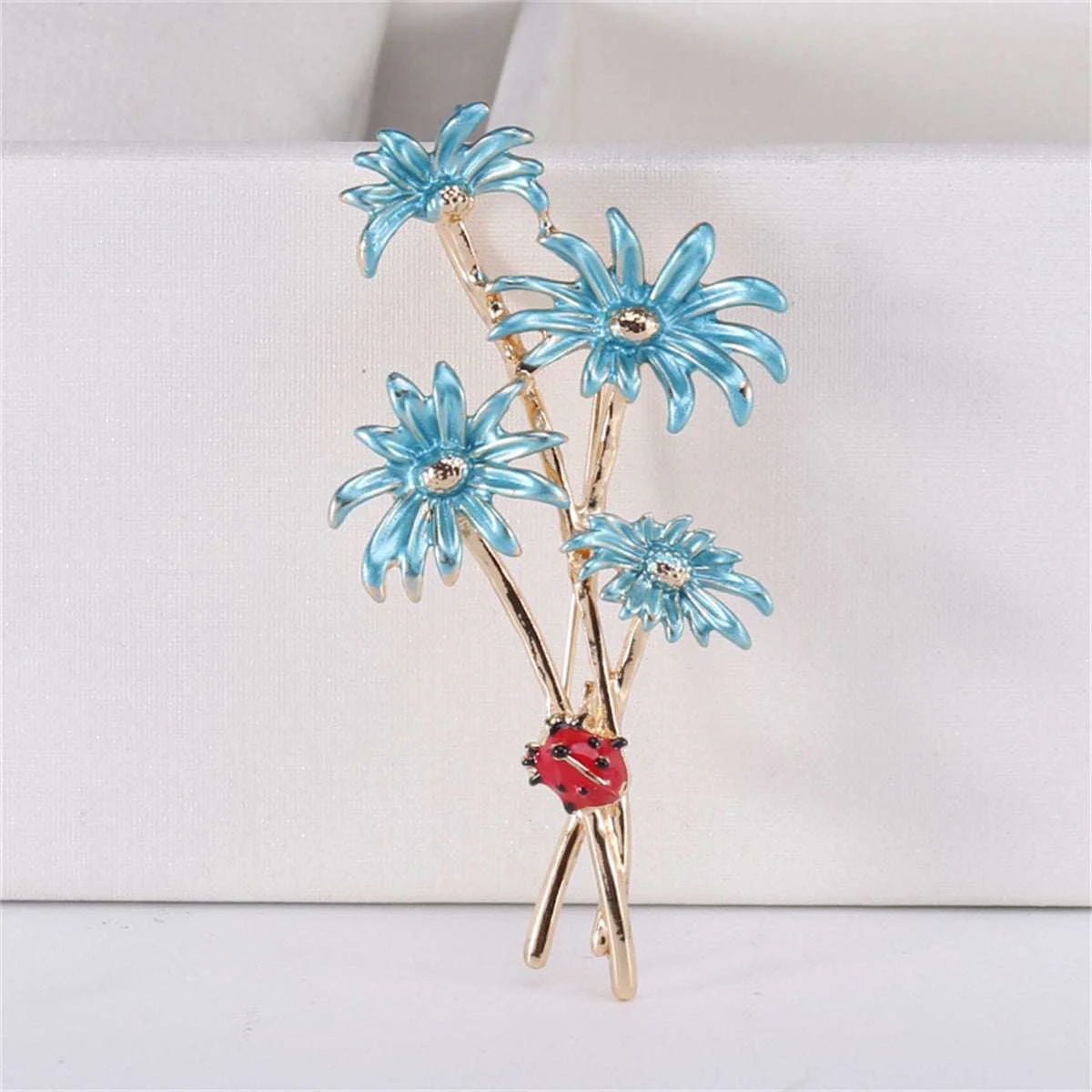 Contemporary Blue Enamel Goldtone Mum Ladybug Brooch Effective
