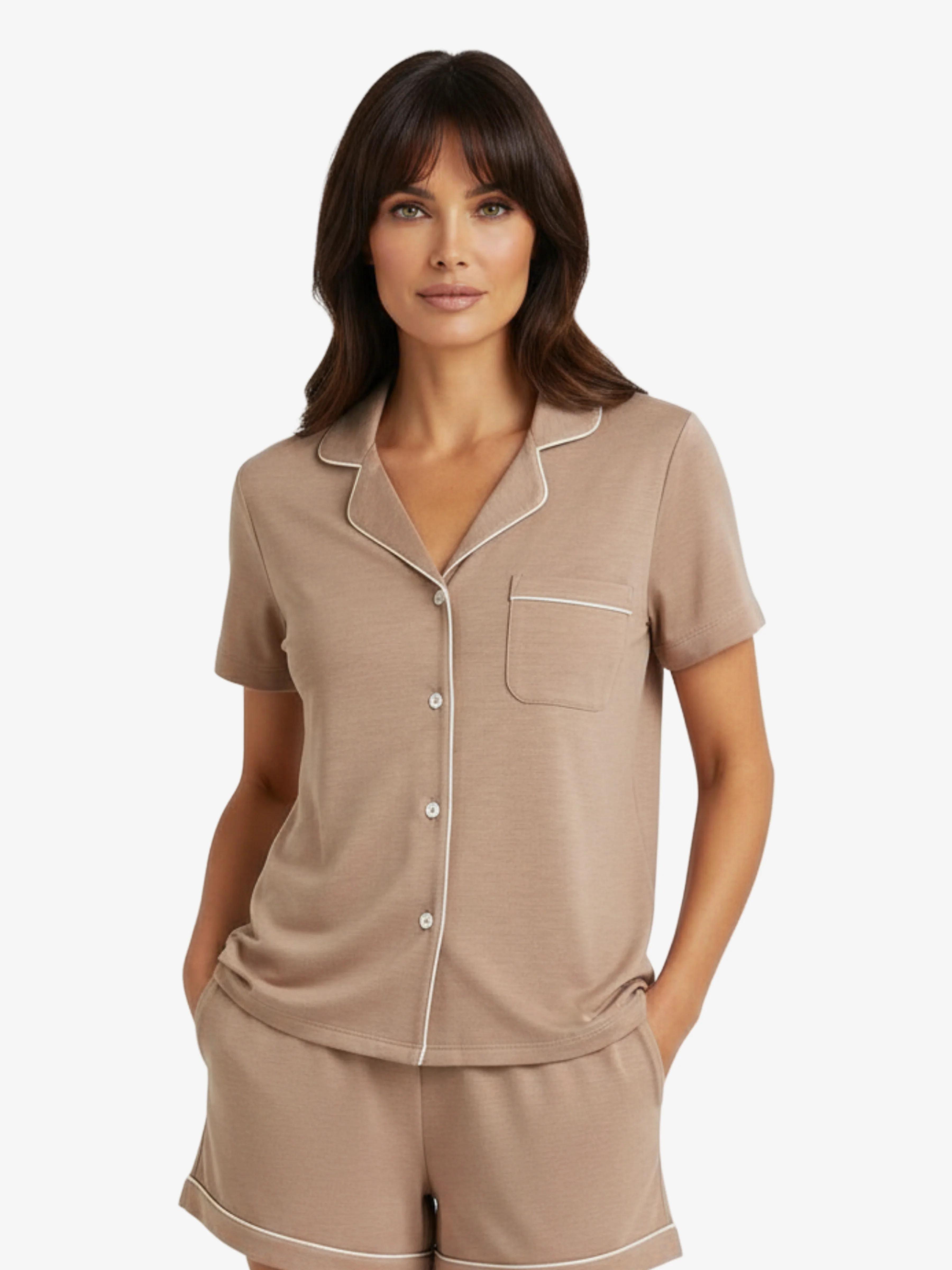 Fashionable Donna Short Sleeve Shirt Practical