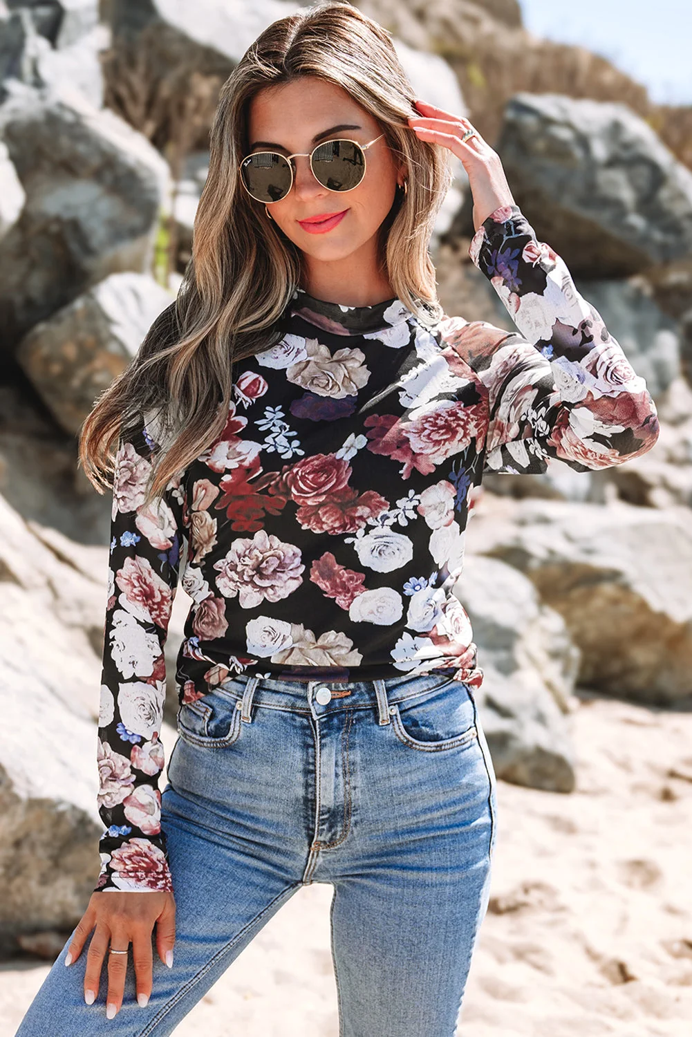 Exclusive Threaded Pear Robin Sleeve Slim top Long Sleeve Top Elite