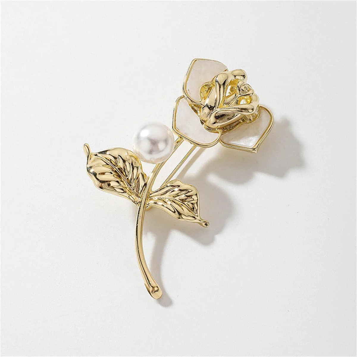 Superior Pearl Shell Goldtone Rose Brooch Trusted
