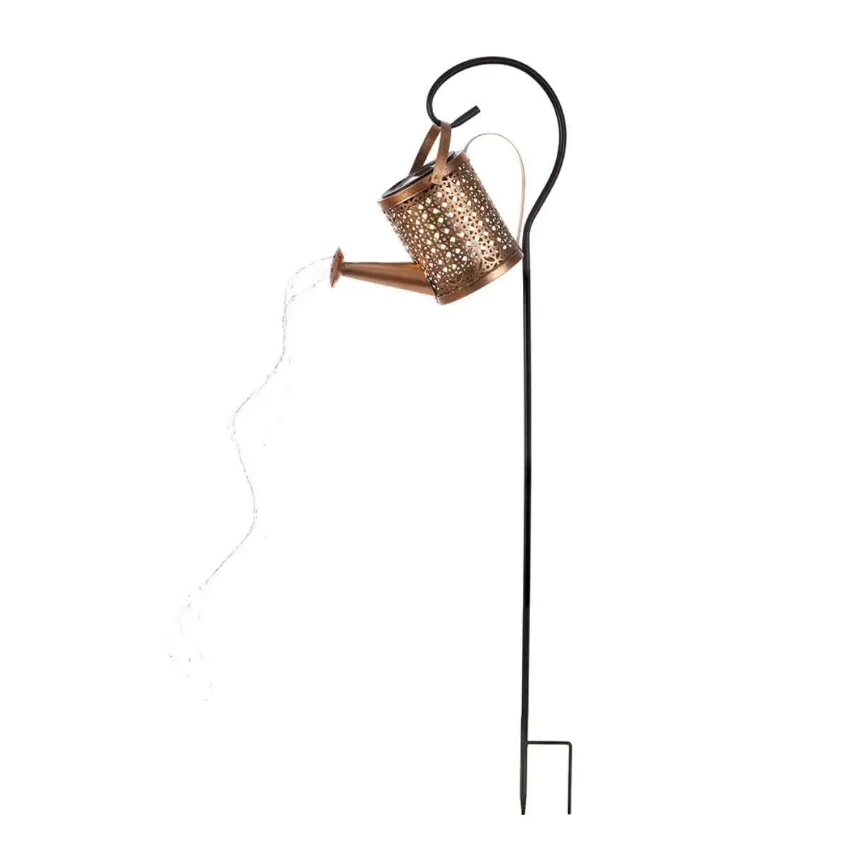 Recyclable Vintage Hollow Solar Watering Can Light Genuine
