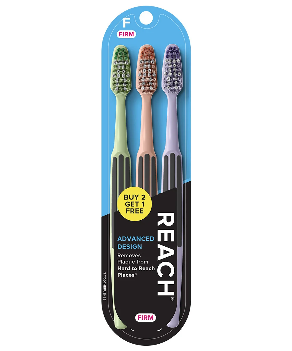 Flexible Reach Advanced Design Firm Toothbrushes Assorted Colors 2 Ea Organic