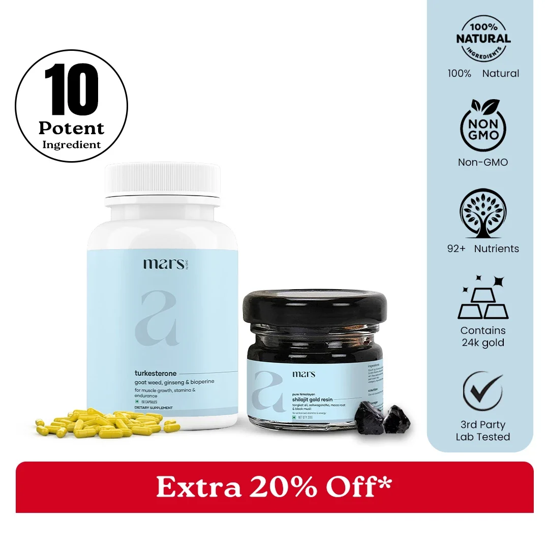Carefully Designed Mars T-Levels Boost Combo - Powered by Shilajit Gold Resin Turkesterone Solid