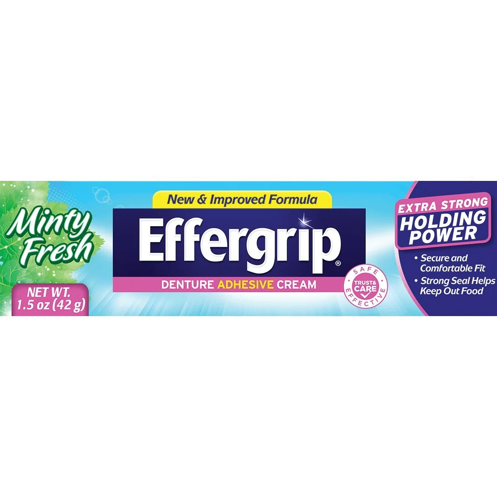 Professional Effergrip Denture Adhesive Cream Zinc Formula 1.5 Oz Smart