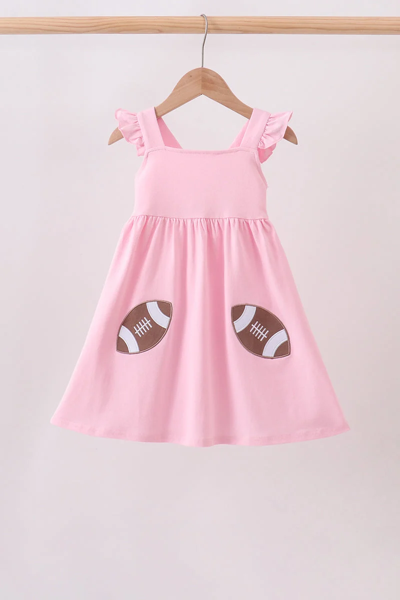 High-Quality Pink football applique everyone has fun dress Responsible
