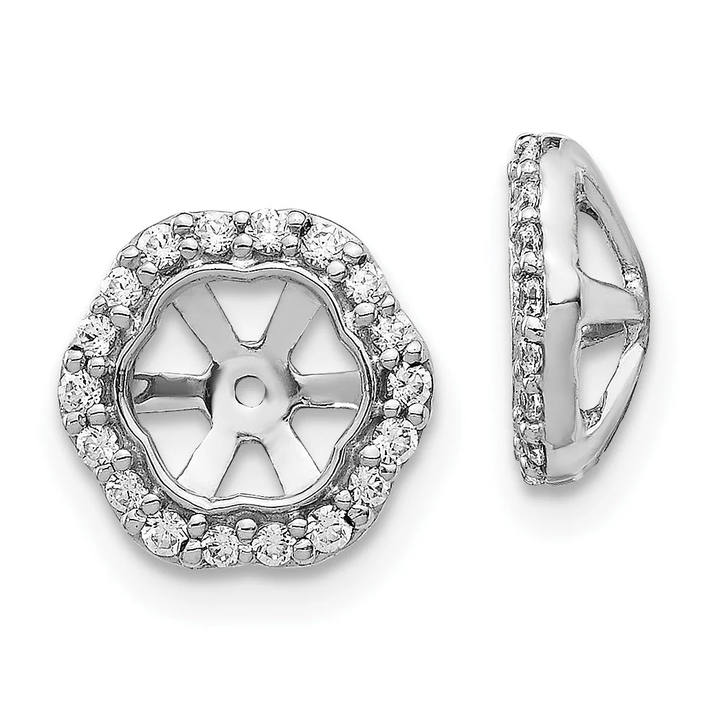 Consistent 14k White Gold Diamond Earring Jackets Fashionable