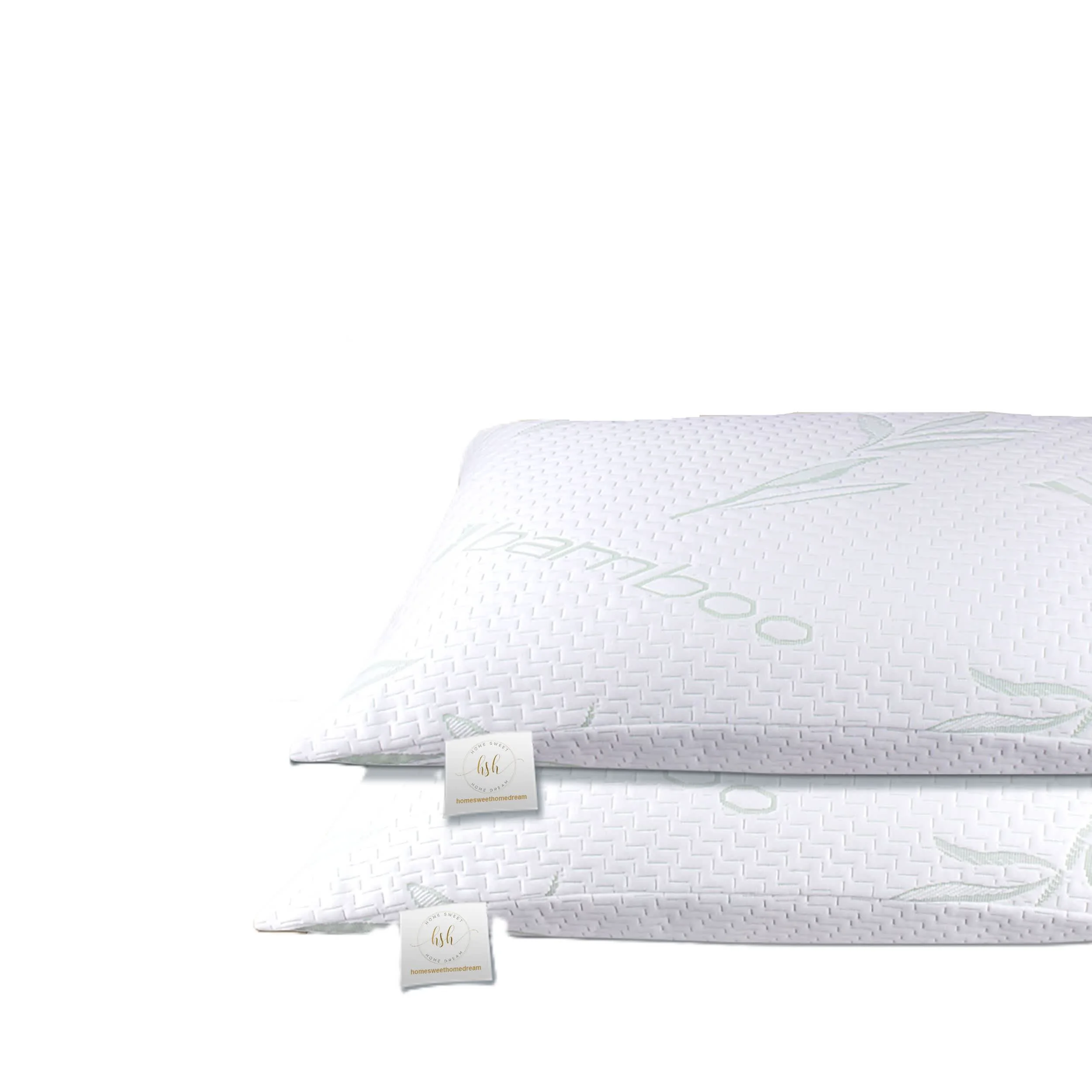 Soft Home Sweet Home Dream 2 Pack Bamboo Shredded Memory-Foam Hypoallergenic Medium Comfort Bed Pillows Elegant