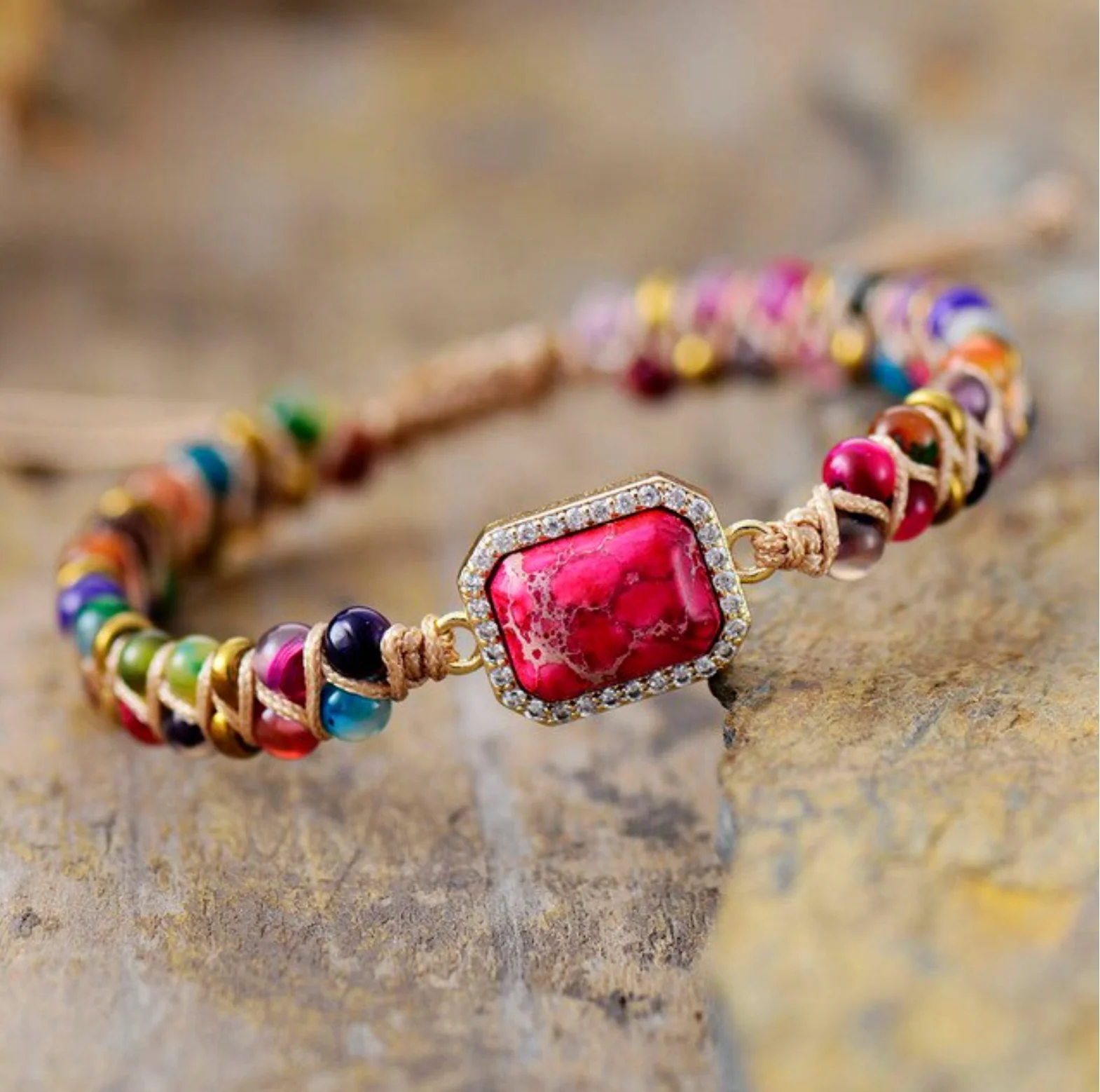Versatile Red Howlite Cz Gemstone Beaded Bracelet Unique