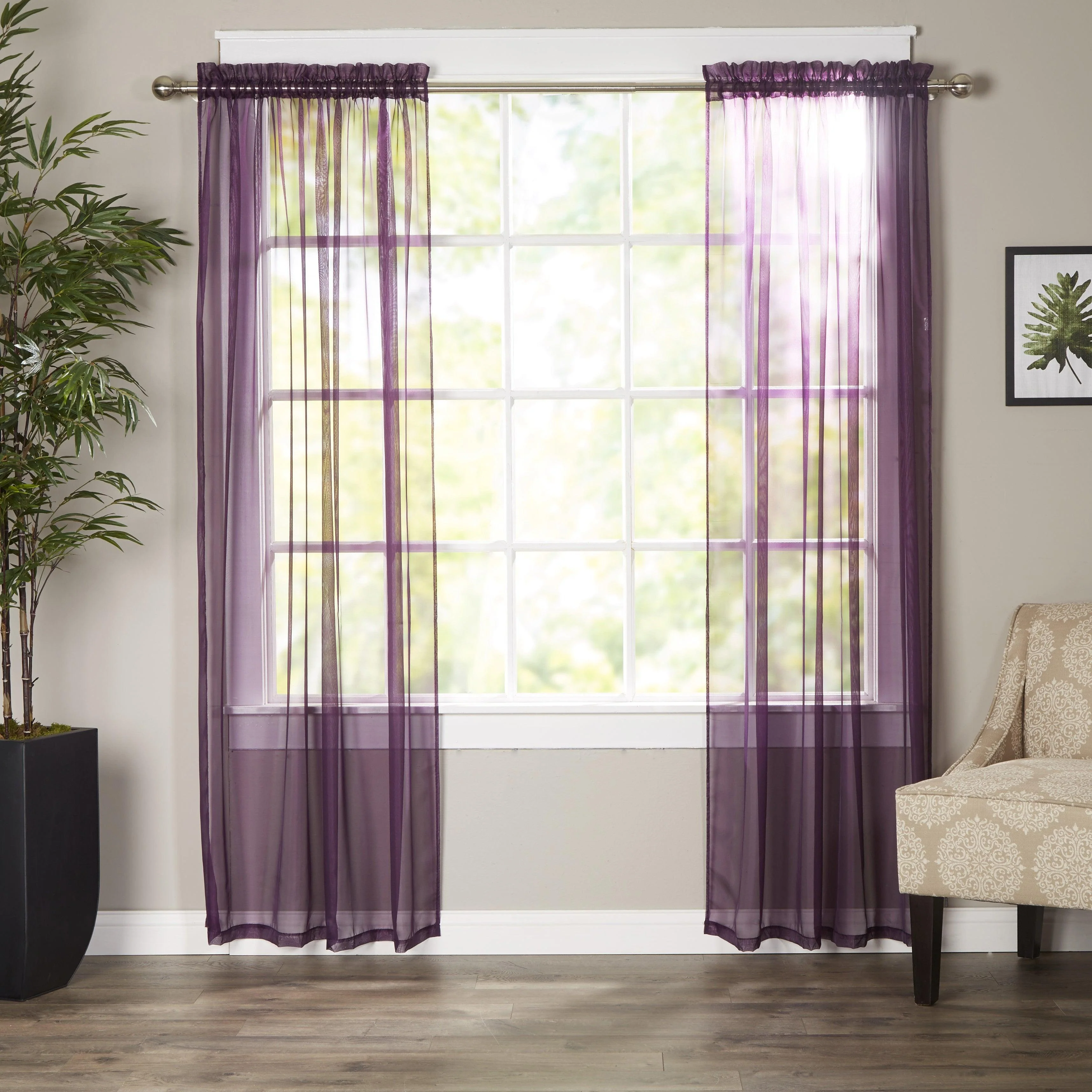 Modern Elegant Comfort Set of 2 Sheer Curtain Panels - Rod Pocket Prestigious