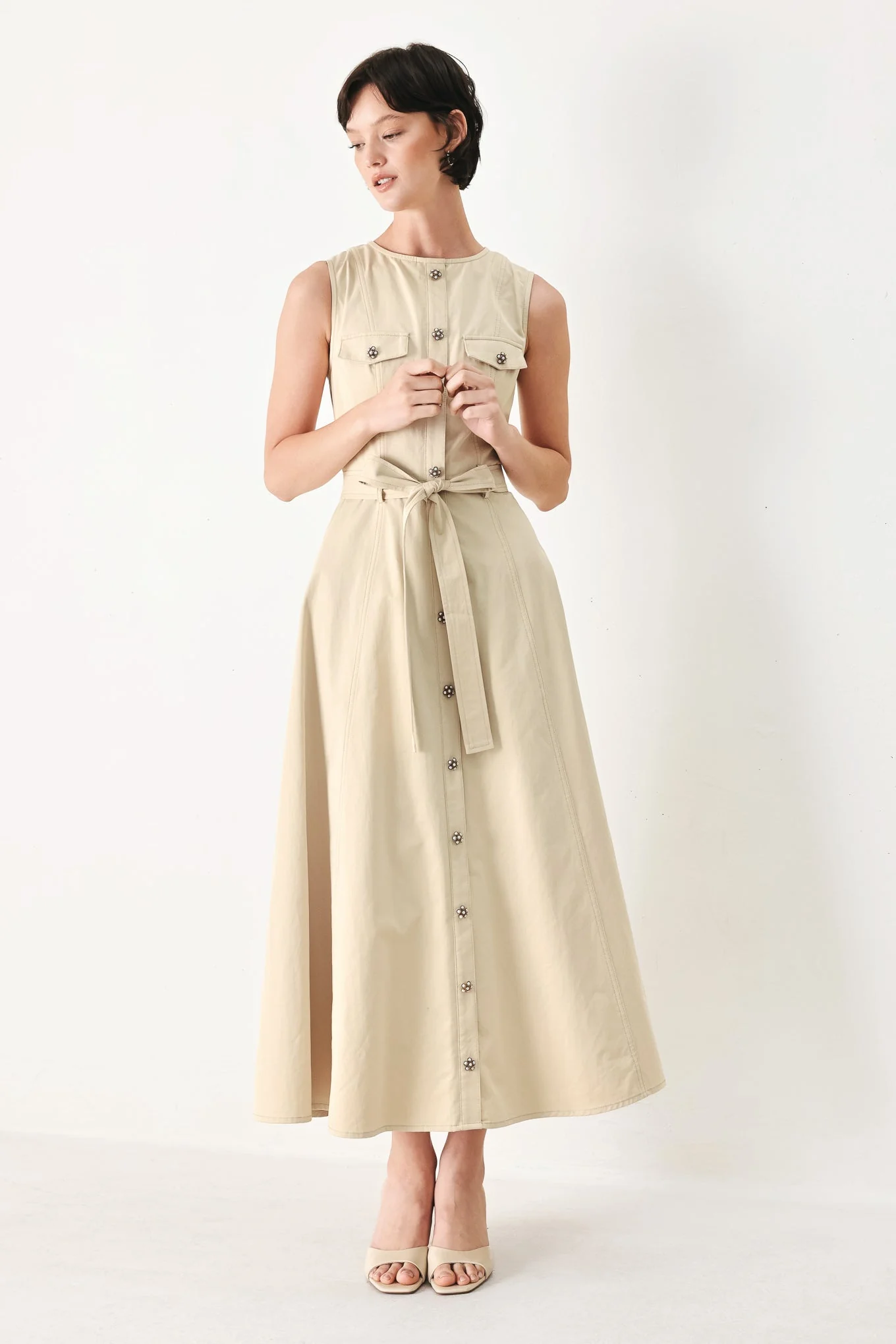 Environmentally Friendly Dune Daydream Woven Midi Dress Premium Material