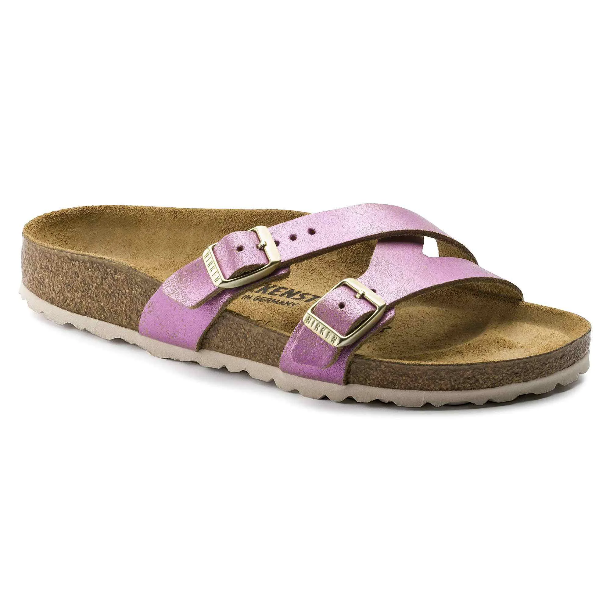Superior Birkenstock Yao Suede Leather Washed Metallic Pink Breathable