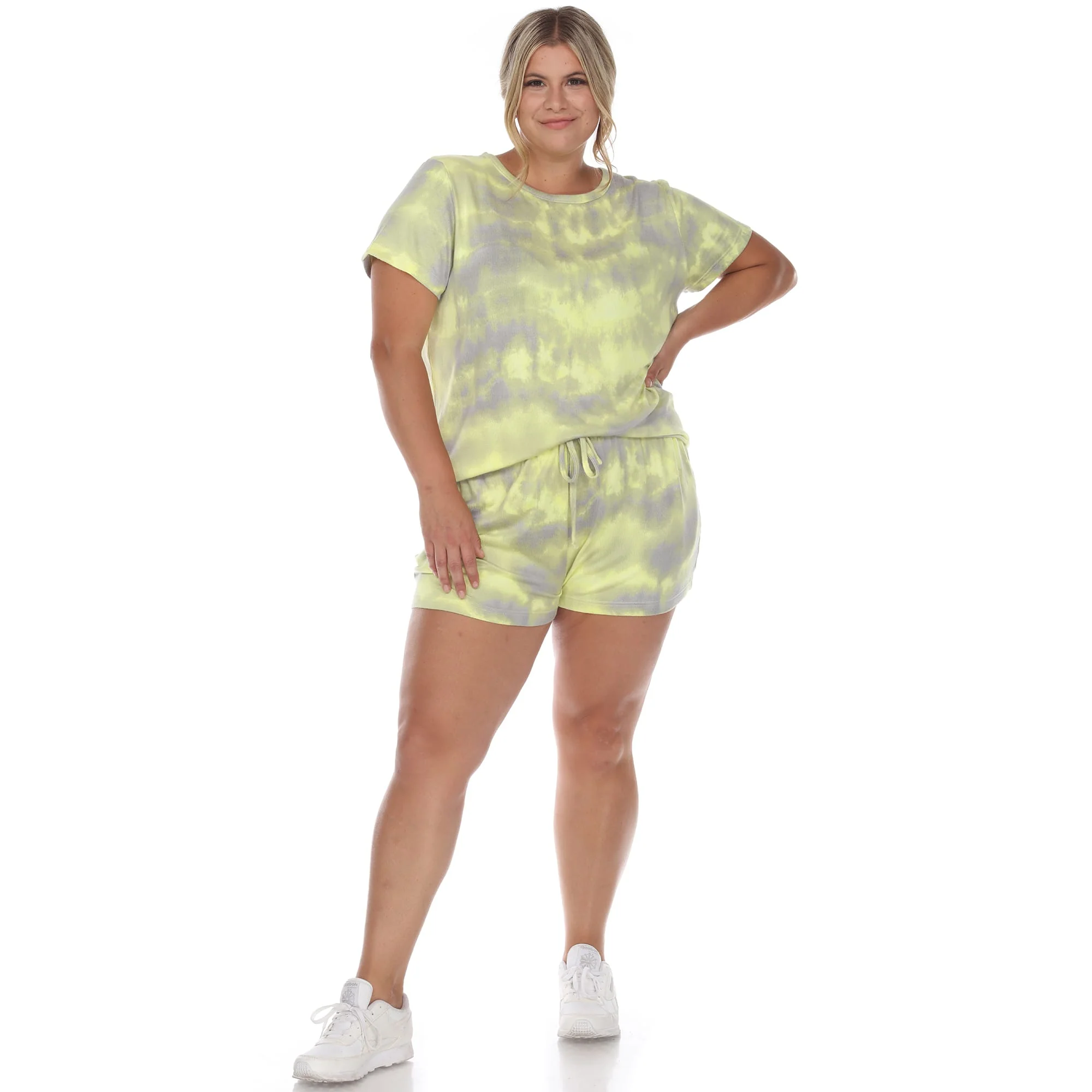 Smart White Mark Women's Plus Size 2 Piece Top Shorts Lounge Set Sustainable