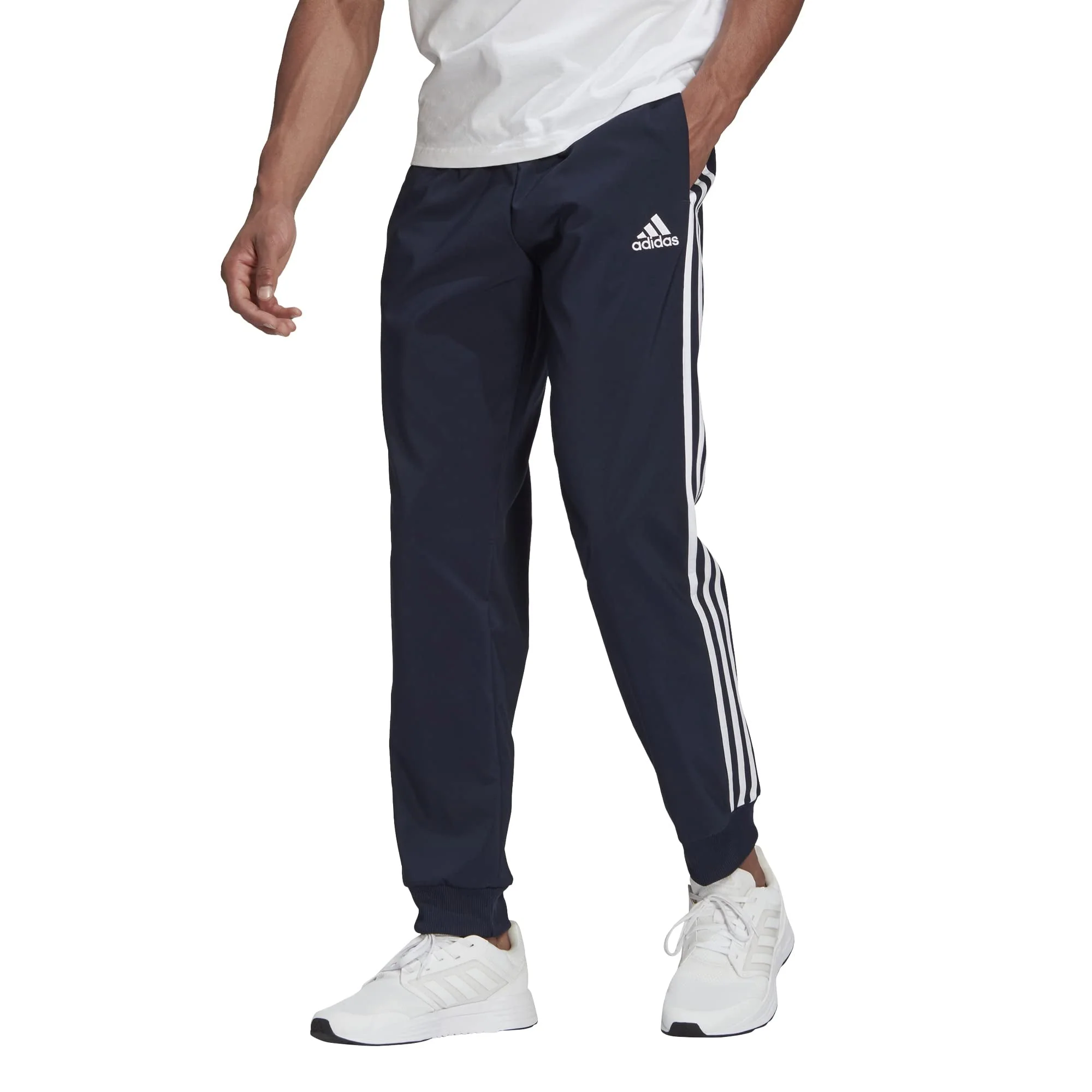 Powerful adidas Men's Essentials Tapered Cuff Woven 3-Stripes Pants Practical