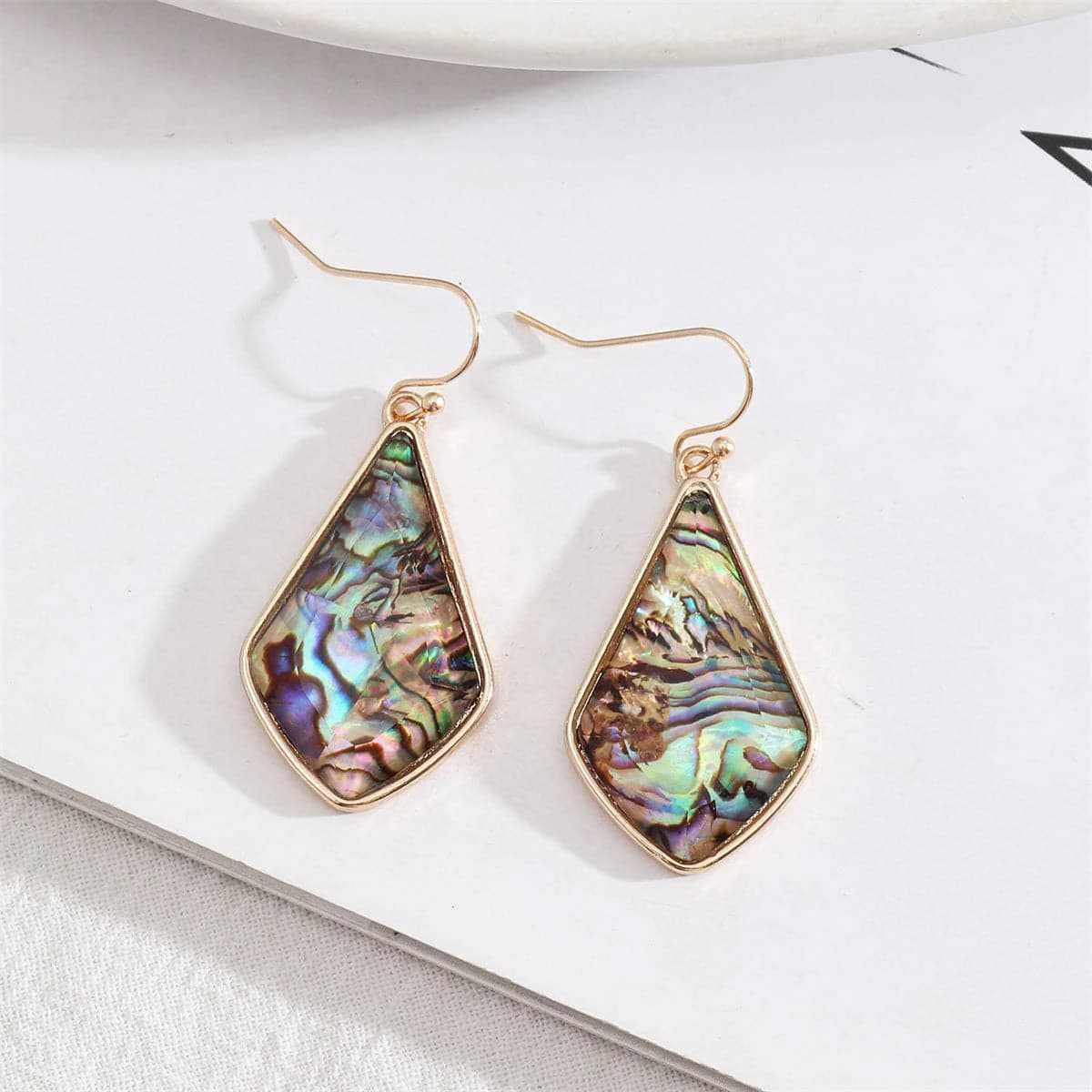 Crafted Abalone Shell Goldtone Geometric Drop Earrings Specialty