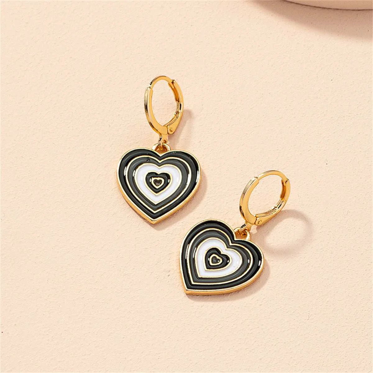 Specialty Green White Enamel Goldtone Halo Heart Drop Earrings Verified