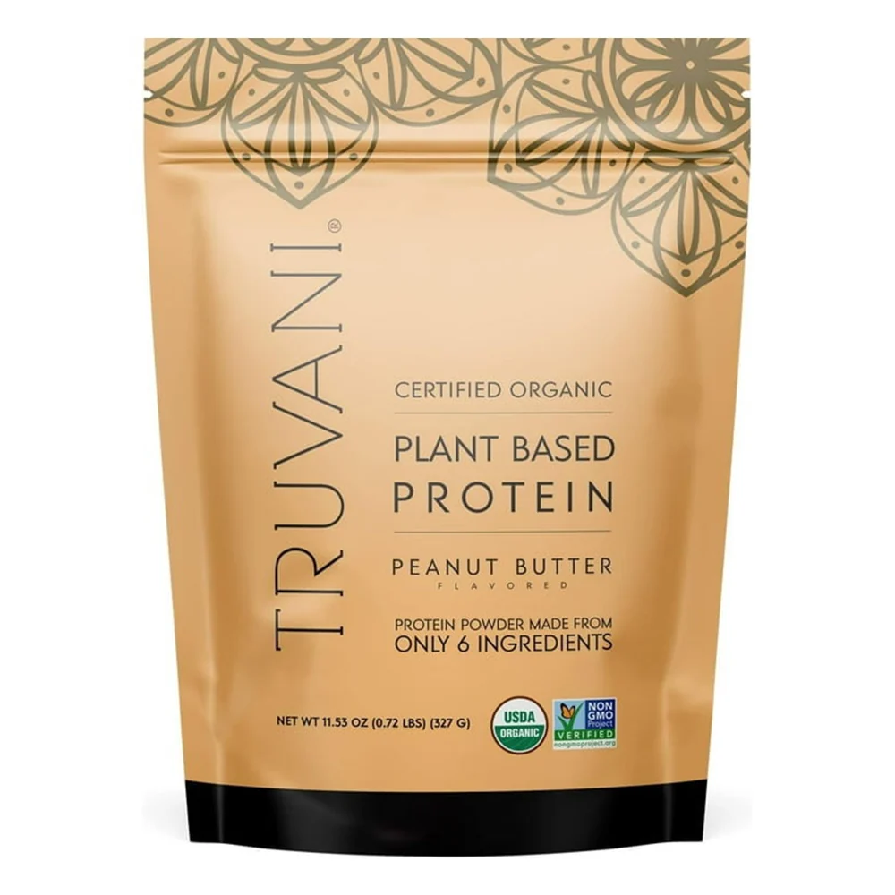 Fast Truvani Organic Plant Based Protein Powder Peanut Butter for Muscle Recovery 11.53Oz 327g High-End