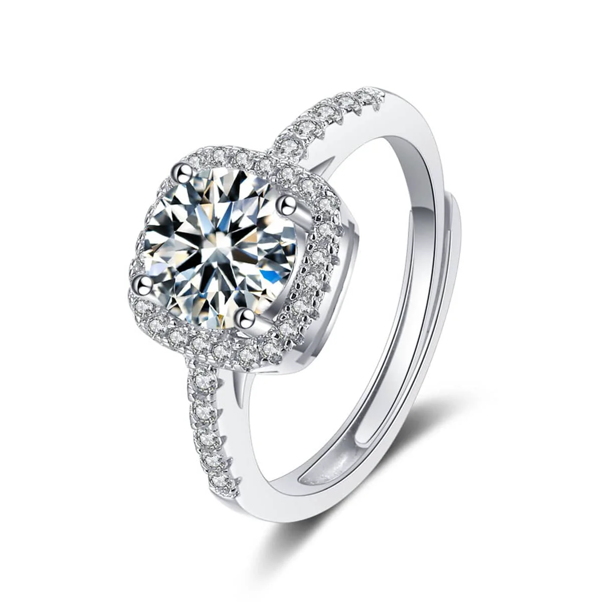 Breathable Crystal Cubic Zirconia Silvertone Halo Square Ring Proven