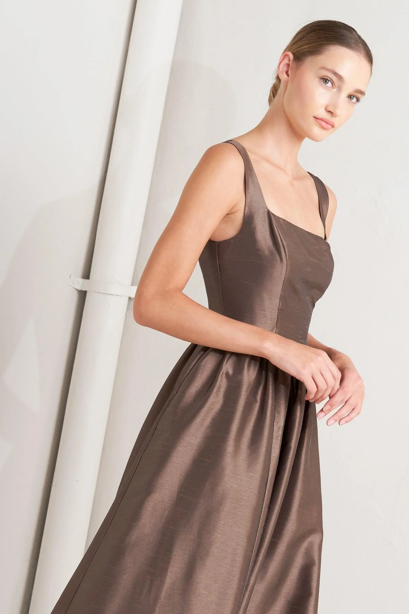 Superior Café Luster Woven Midi Dress Next-Generation
