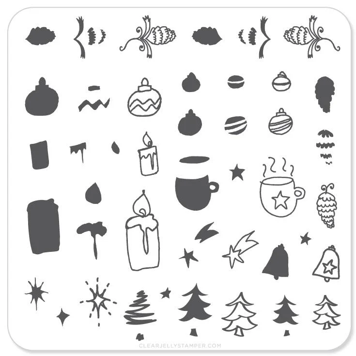 Expertly Made Cappuccino and Candles Christmas Plate CjSC-06 - CJS Small Stamping Plate Versatile