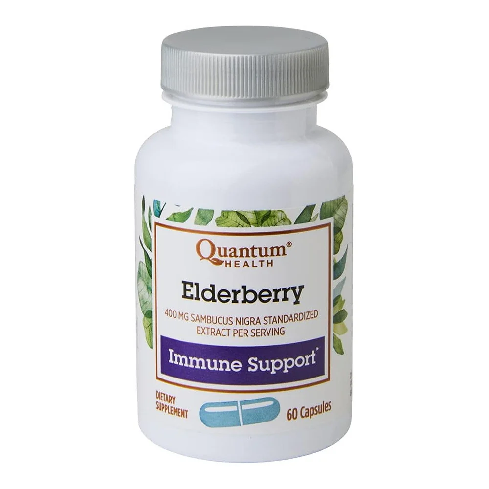 Authentic Quantum Health Elderberry Immune Defense Extract Capsules 60 Ea Consistent