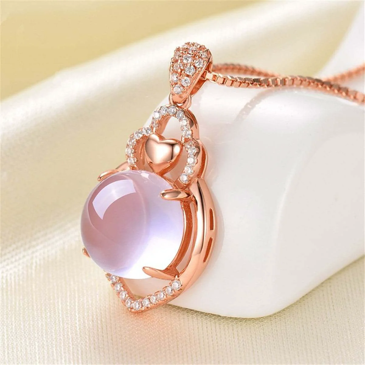 Verified Ross Quartz Cubic Zirconia Heart Pendant Necklace Certified