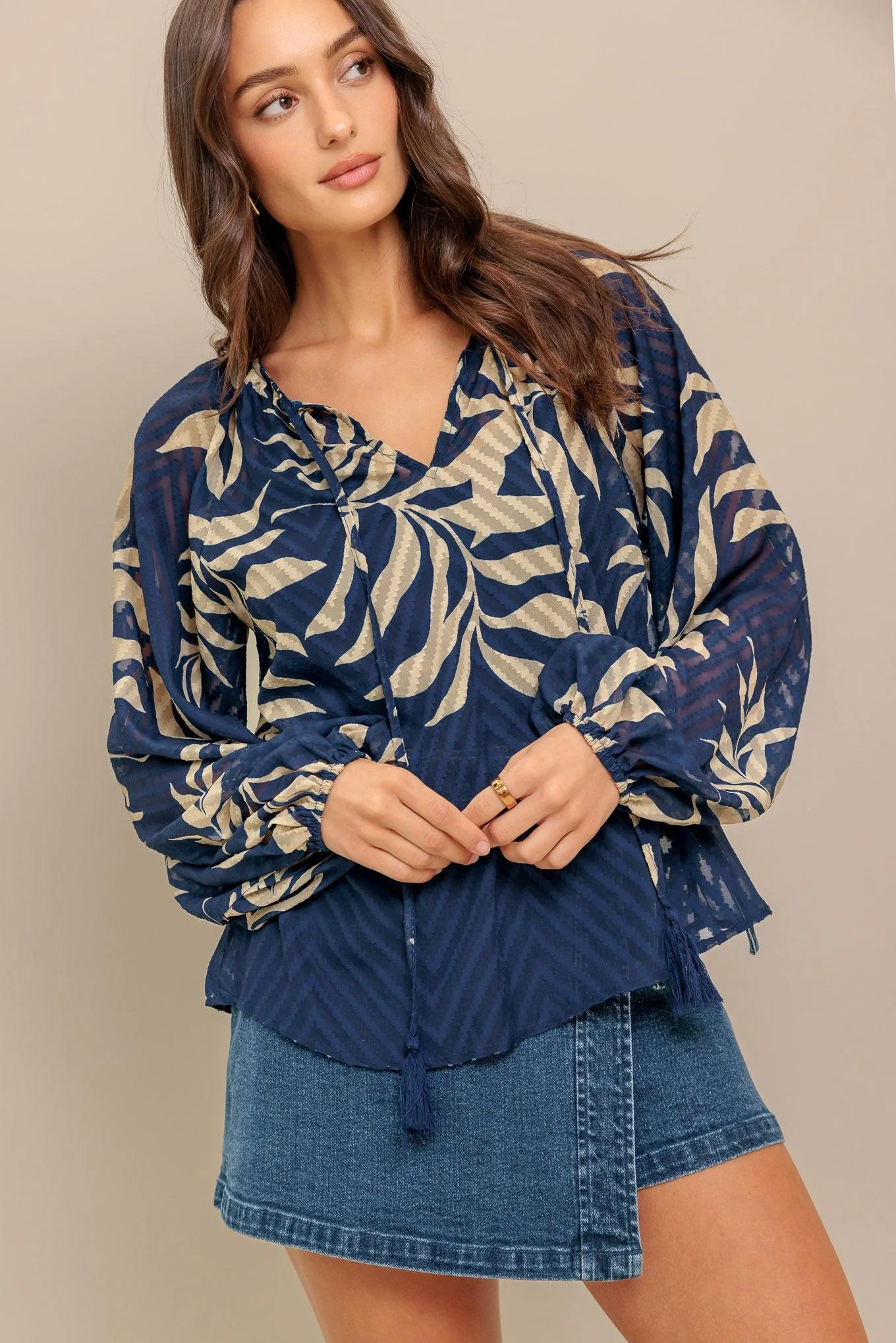 Functional Midnight Walk Woven Top Prestigious
