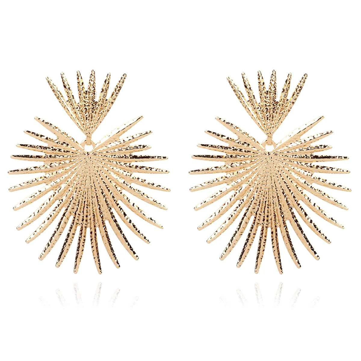 Smooth Goldtone Heart Burst Drop Earrings Prestigious