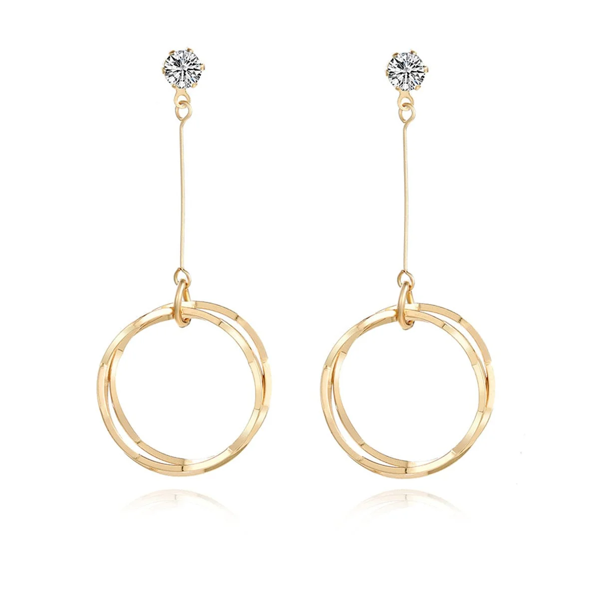 Verified Cubic Zirconia Goldtone Hoop Drop Earrings Clean