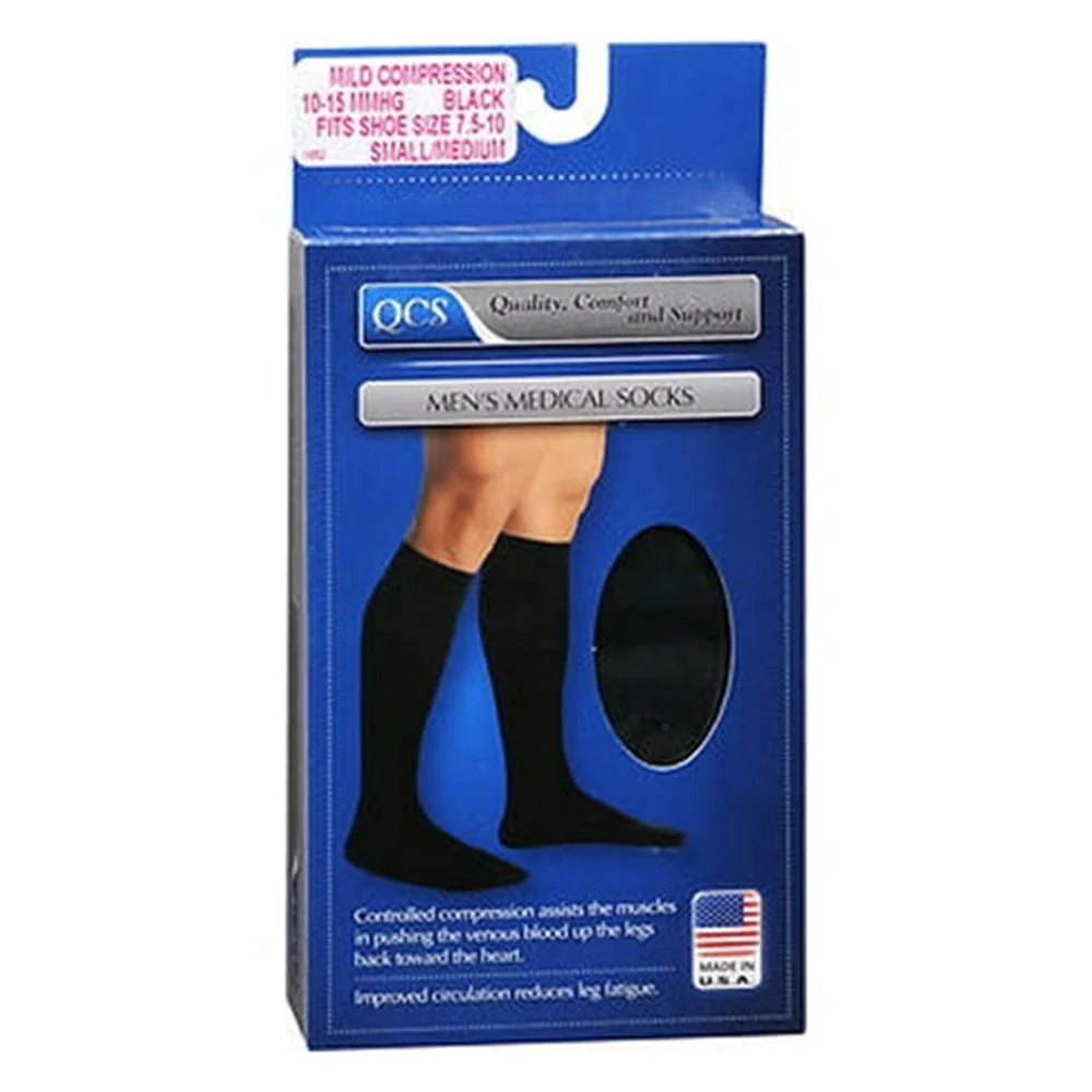 Official Loving Comfort Dress Mens Medical Socks Knee High 10 to 15Mmhg Closed Toe Black Small or Medium 1 Pair Solid
