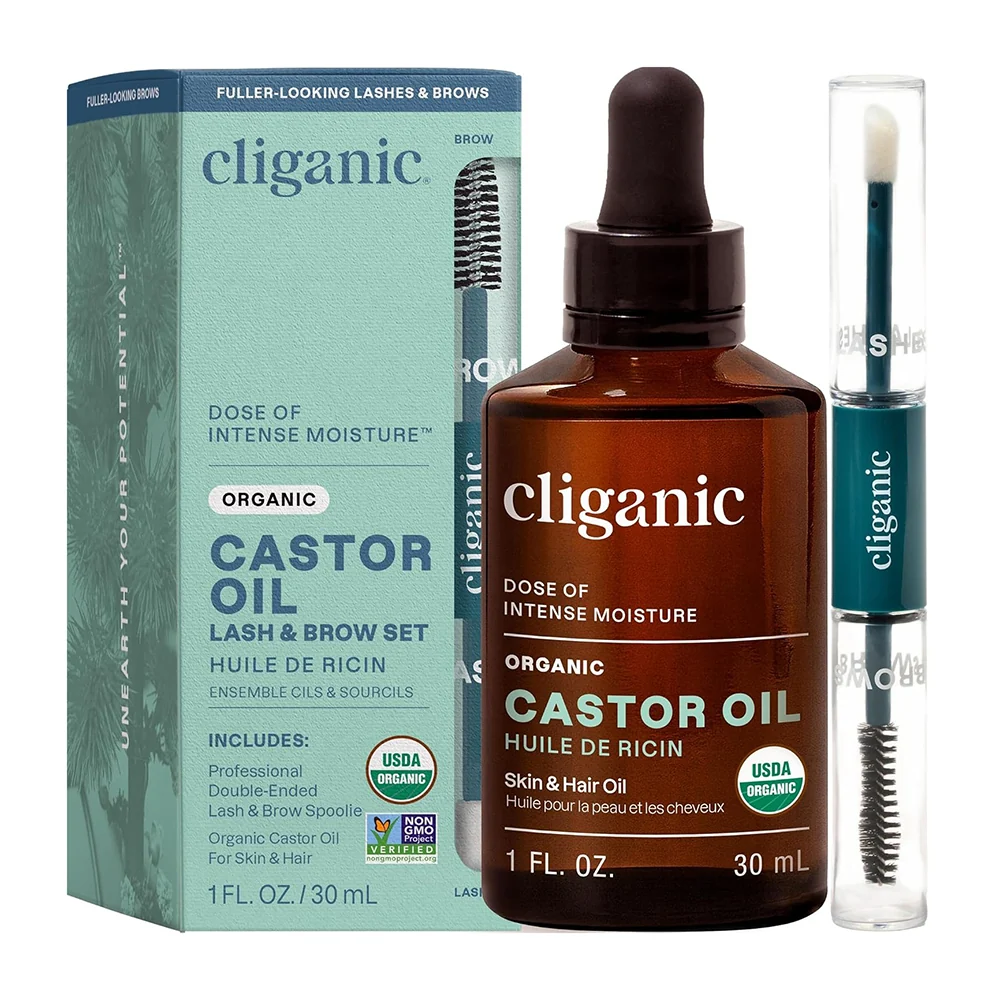 Professional Cliganic Organic Castor Oil Lash and Brow Pure Set 1Oz 30ml Superior