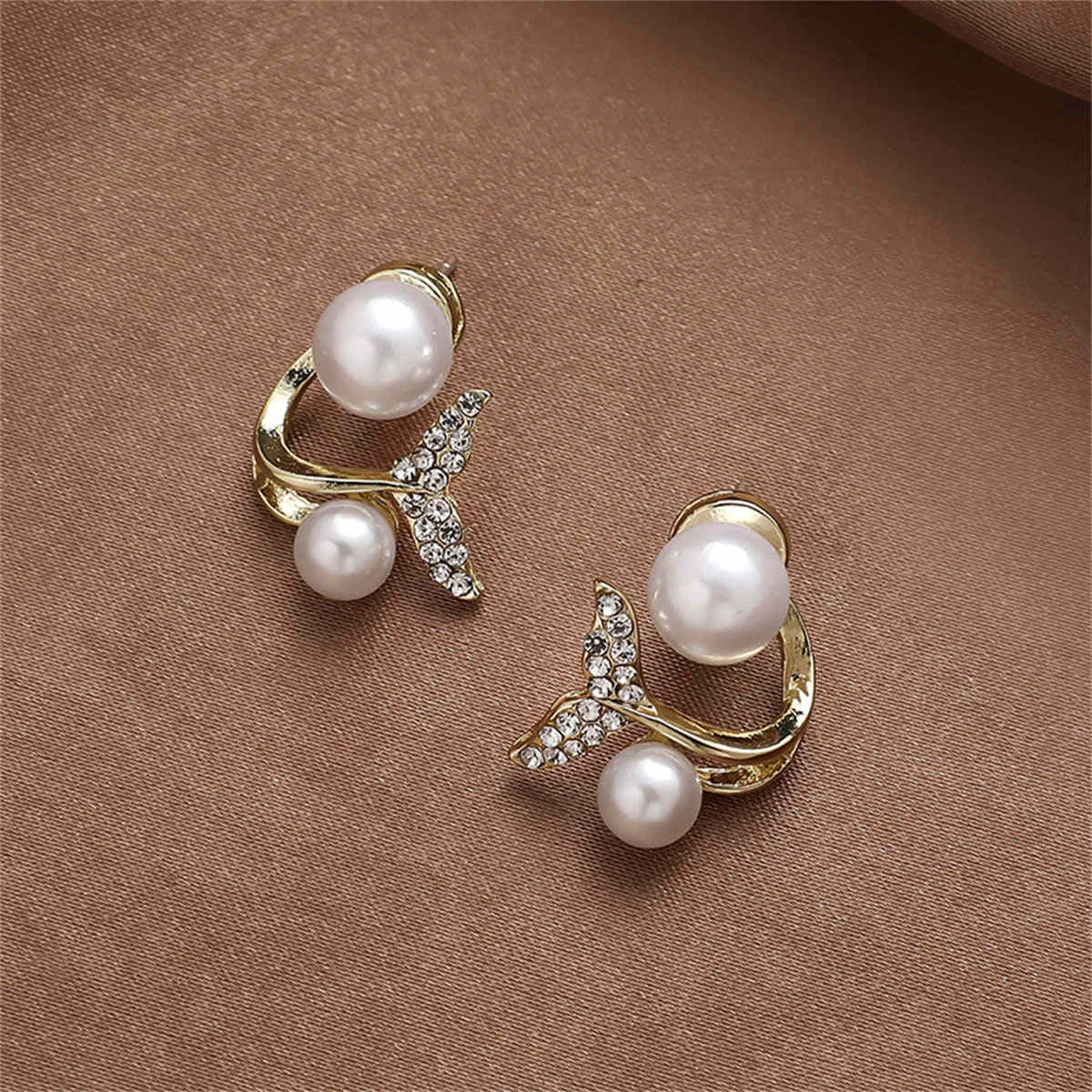 Pure Cubic Zirconia Pearl Fishtail Ear Jackets Original Design