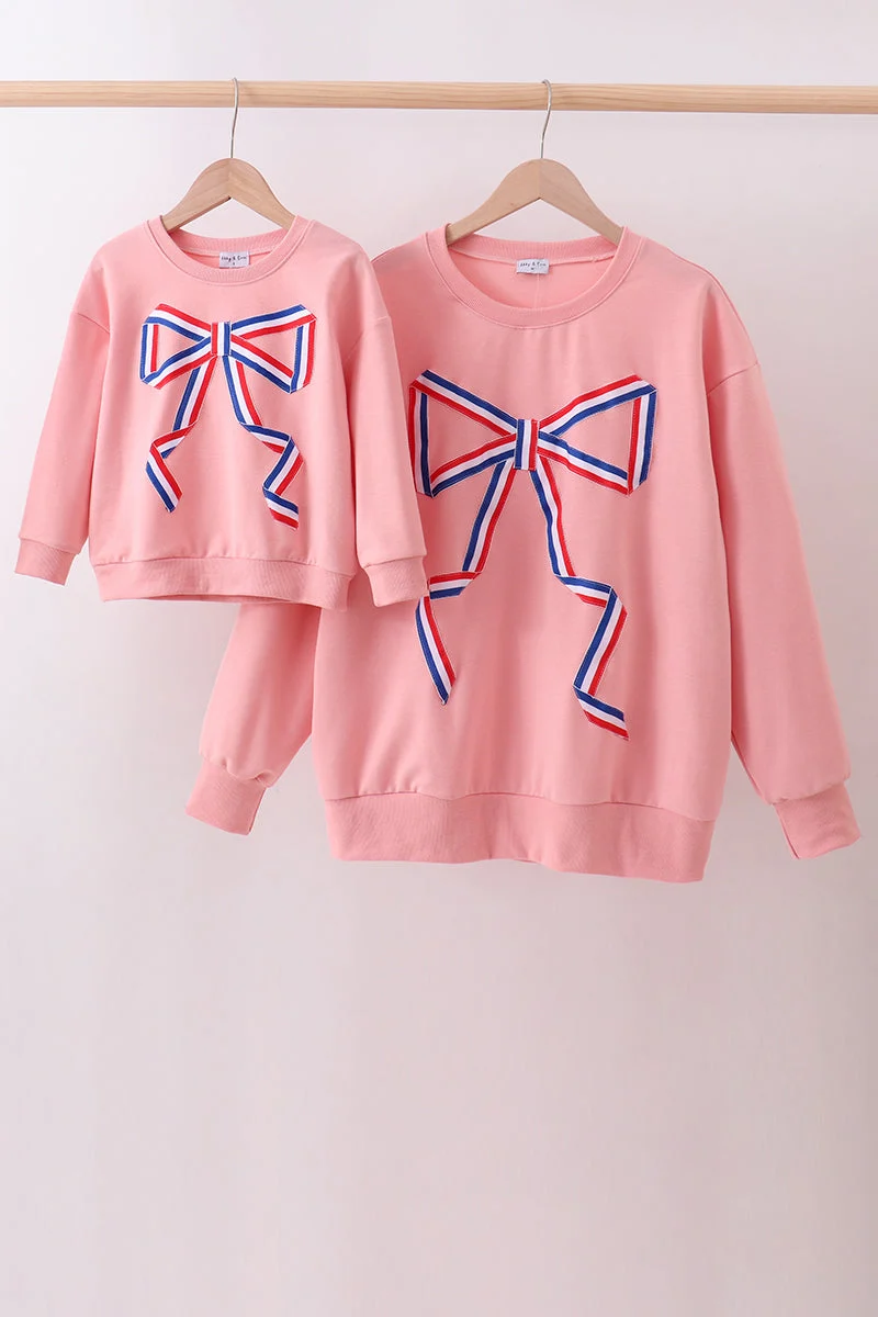Original Design Peach hand-sewn bow mom me sweatshirt Secure