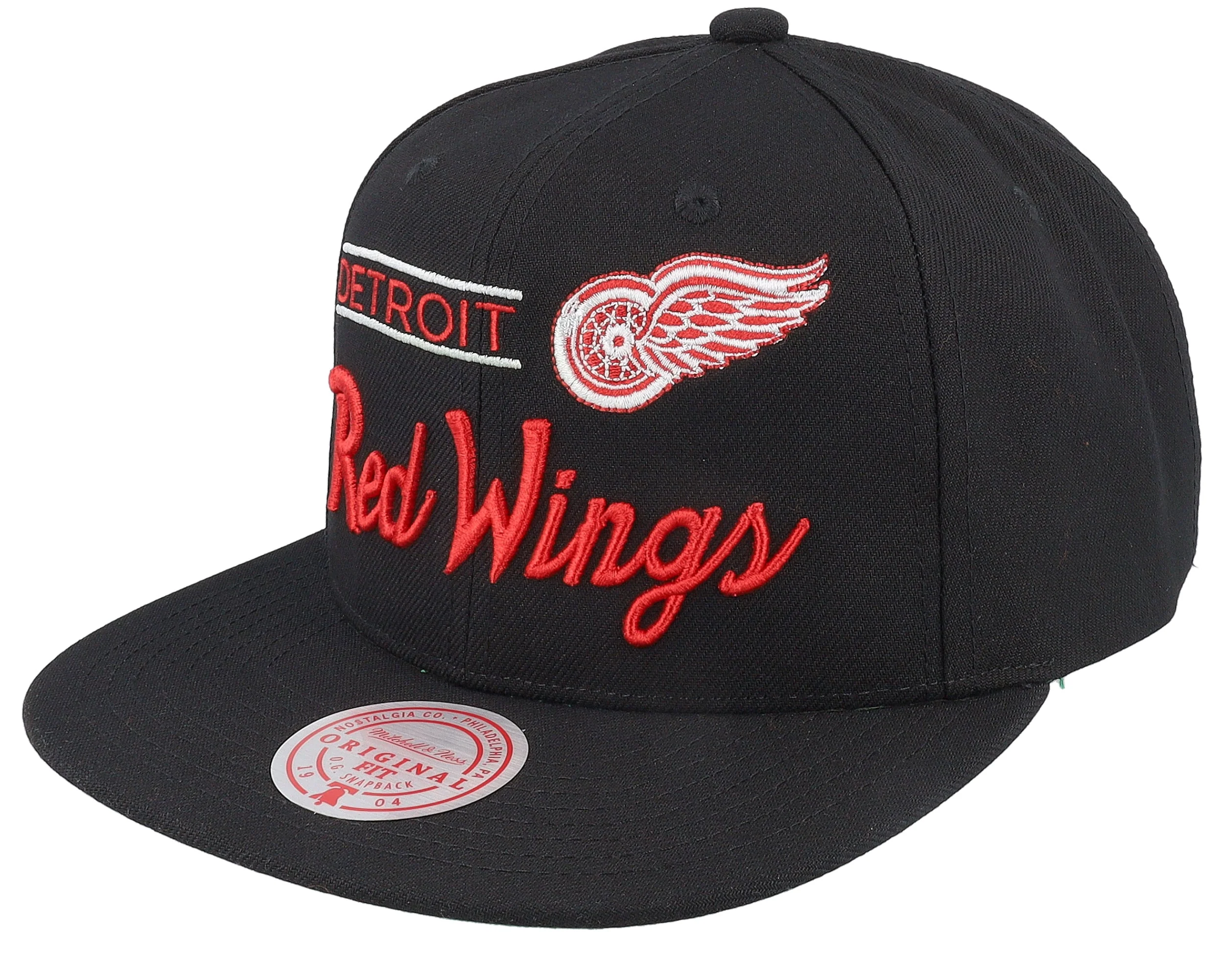 Recyclable Mitchell Ness Men's NHL Retro Lock Up Snapback Red Wings Snapback Caps Flexible