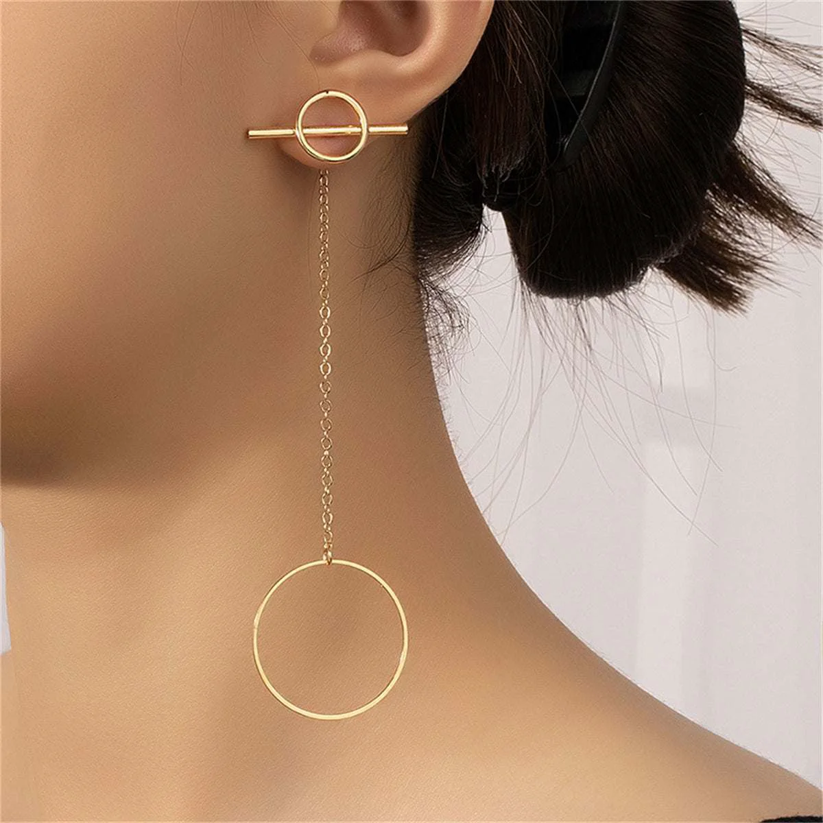 Verified Goldtone Circle Bar Ear Jackets Classic
