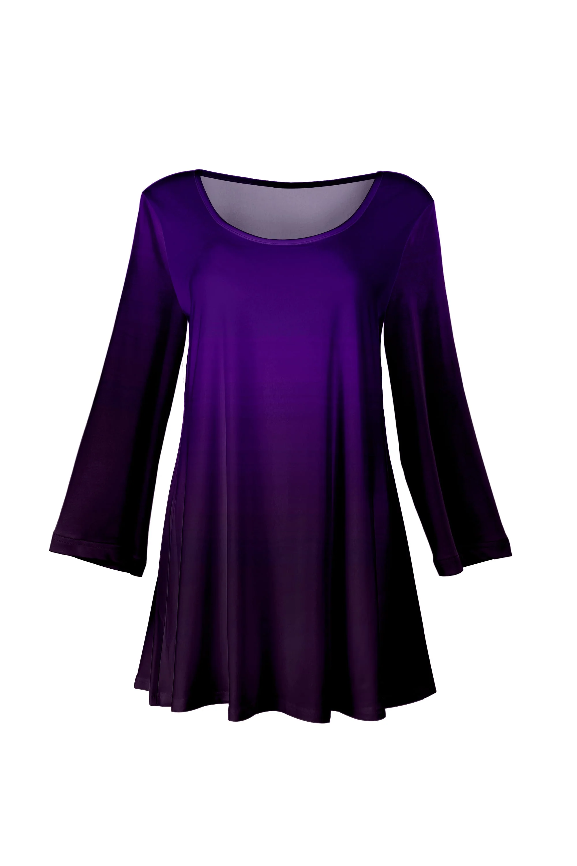 Specialty Lily by Firmiana Women's Bracelet Length Tunic with Round Neckline Purple Gradient Enhanced