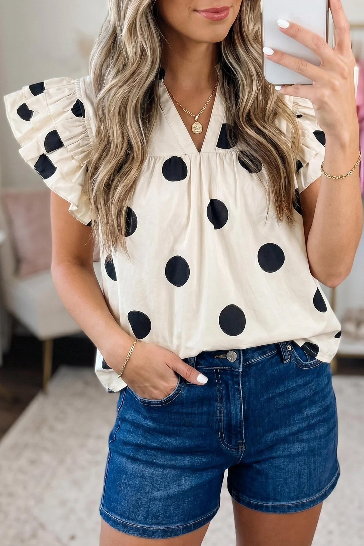 Superior Threaded Pear Jane Short Sleeve Shift Blouse Lightweight