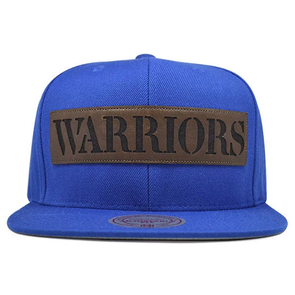 Fast Mitchell Ness Men's NBA Golden State Warriors Laser Cut Leather Snapback Snapback Caps Sophisticated