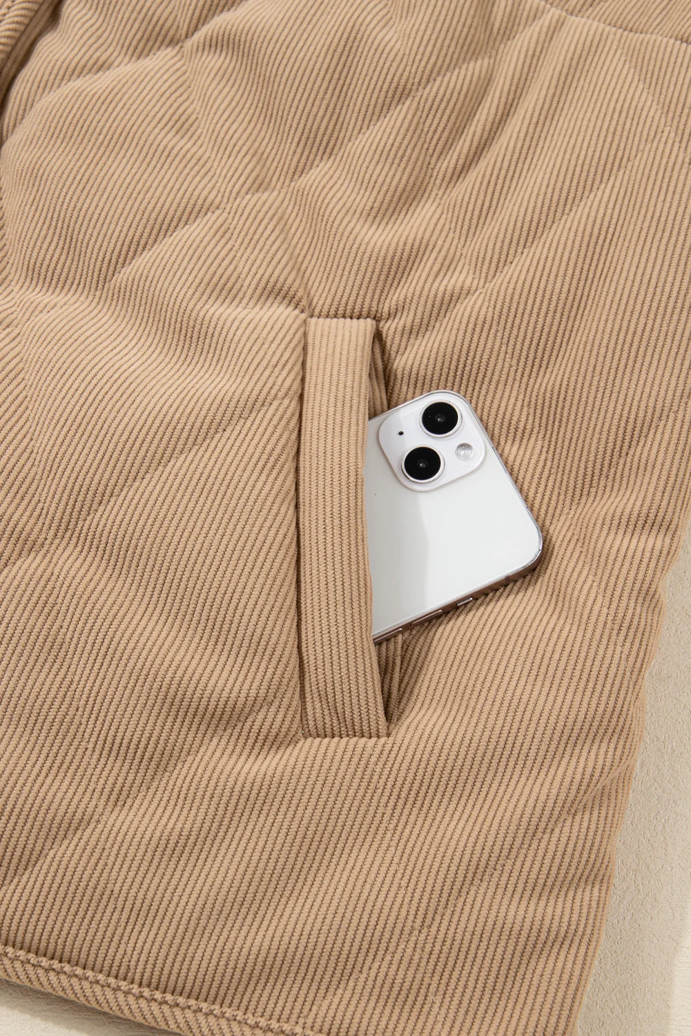 Modern Threaded Pear Elizabeth Cord Snap Vest Plus Jacket Sustainable