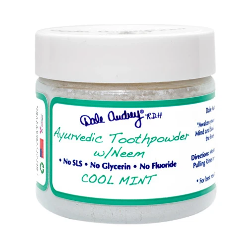Official Dale Audrey Ayuvedic Mineralizing Cool Mint Toothpowder with Neem 3.25 Oz Fine