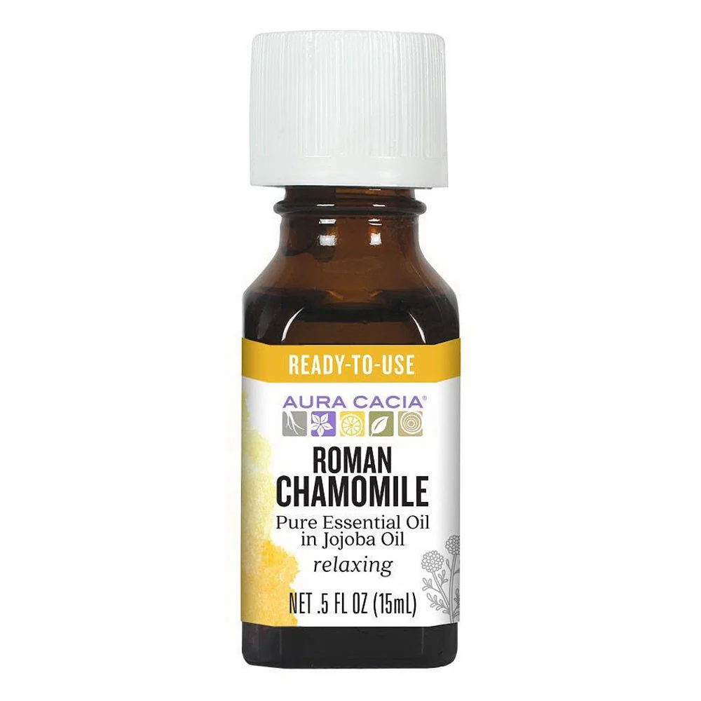 Solid Aura Cacia Aromatherapy Precious Essentials Oil Roman Chamomile With Jojoba - 0.5 Oz Proven