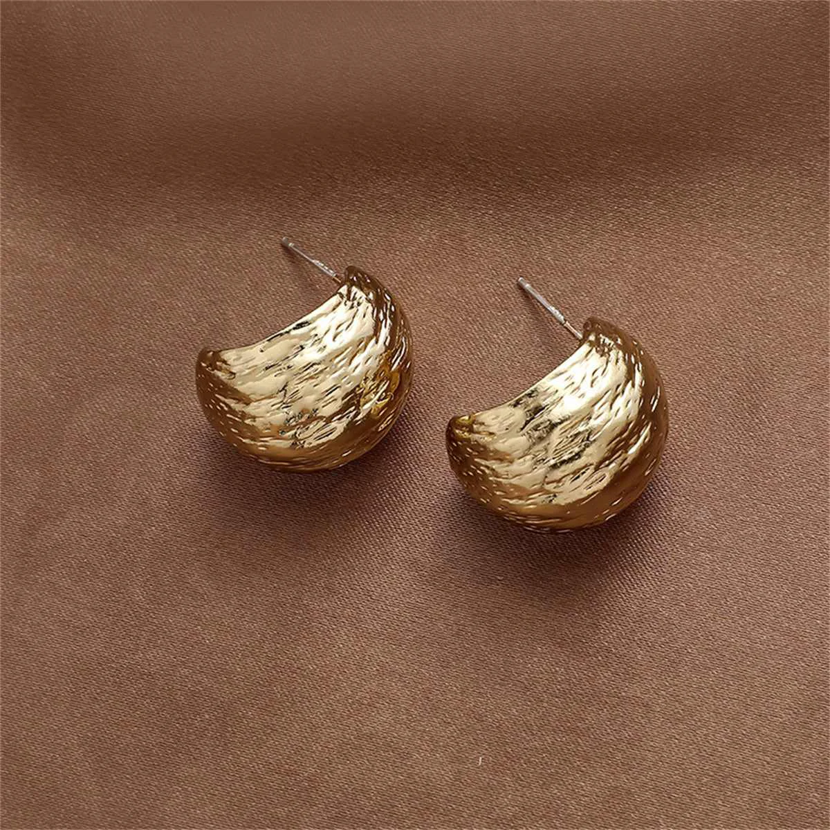 Casual Goldtone C-Shape Huggie Earrings Environmentally Friendly