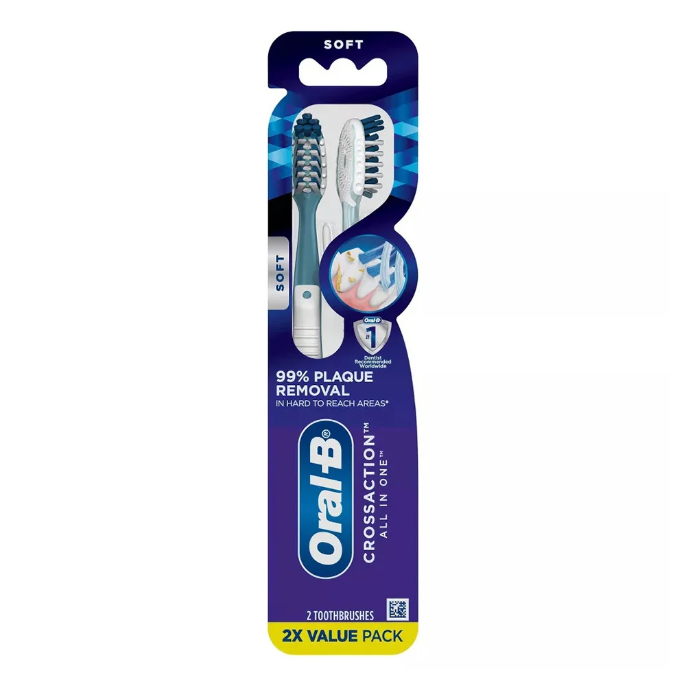 Minimalist Oral B Pro Health All In One Toothbrush Twin Pack Deep Plaque Removal Soft 2 Ea Reusable