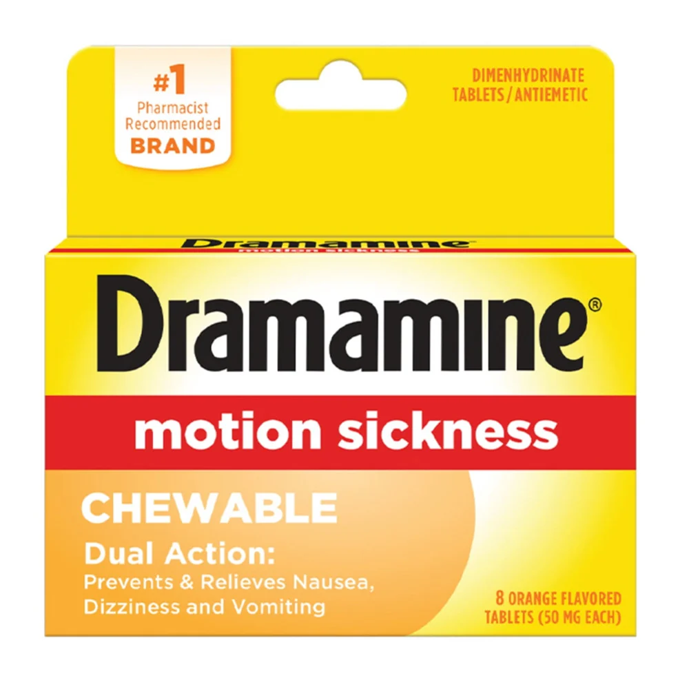 Powerful Dramamine Chewable Tablets For Motion Sickness Relief - 8 Ea Official