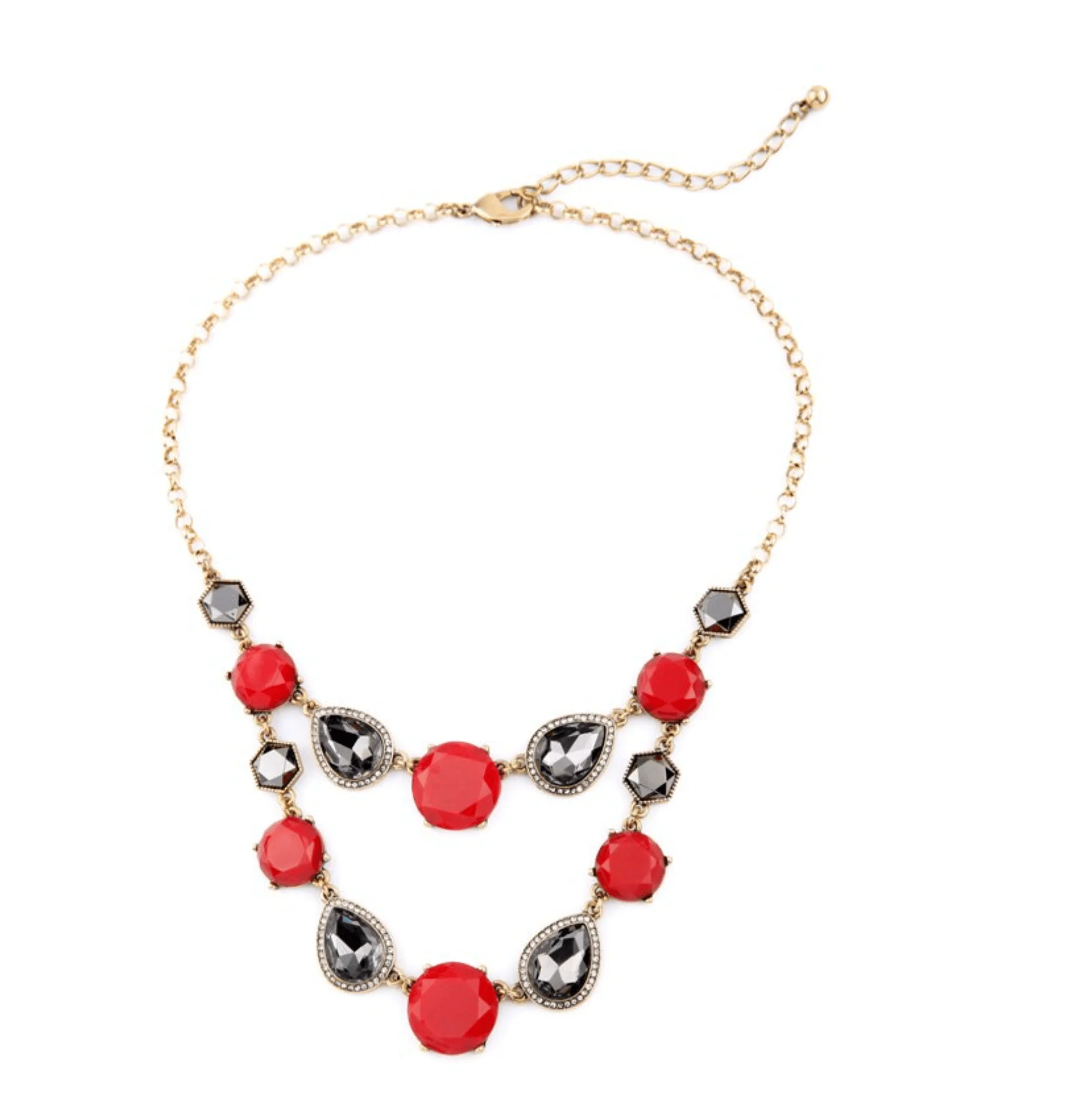 Casual Don t AsK Red Black Layered Statement Necklace – Bold Multi-Strand Necklace Minimalist