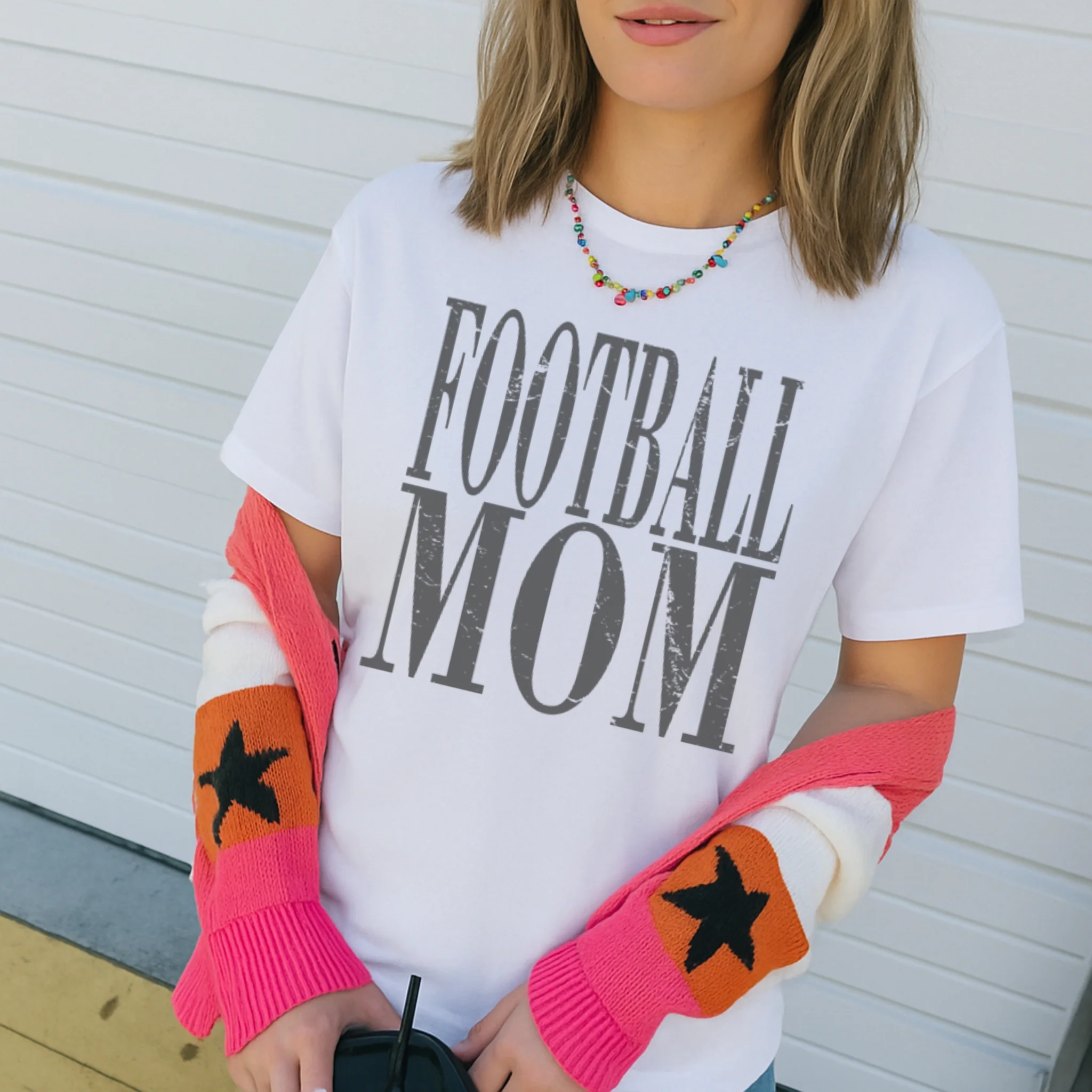 Superior Distressed Football Mom Tee Shirt Reliable