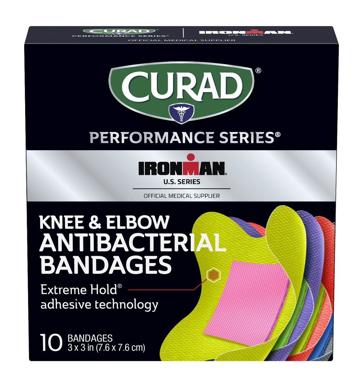 Certified Curad Performance Series Knee and Elbow Anti Bacterial Bandages 10 Ea Relaxed
