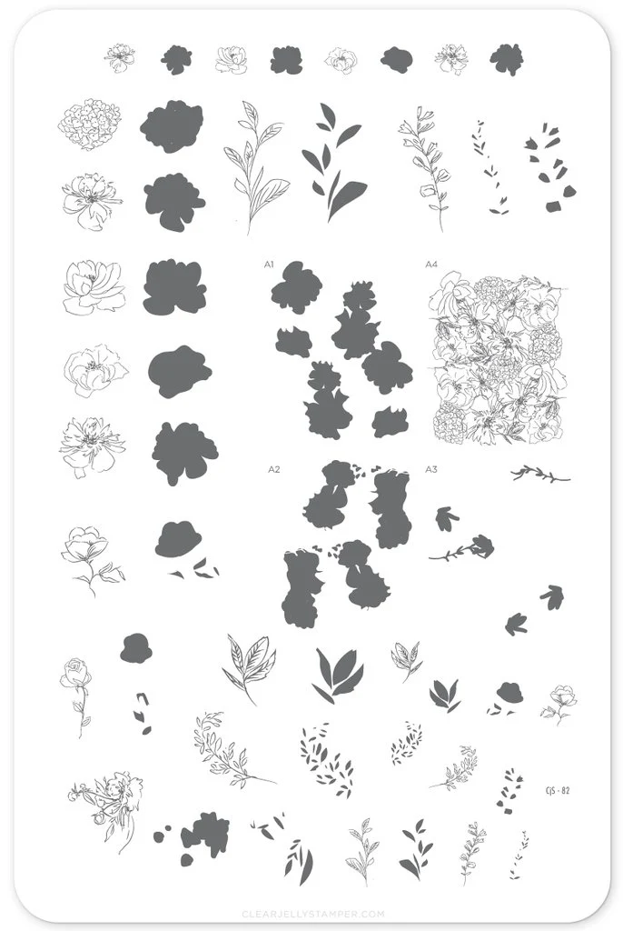 Refined Sketched Garden CjS-82 - Clear Jelly Stamping Plate Efficient