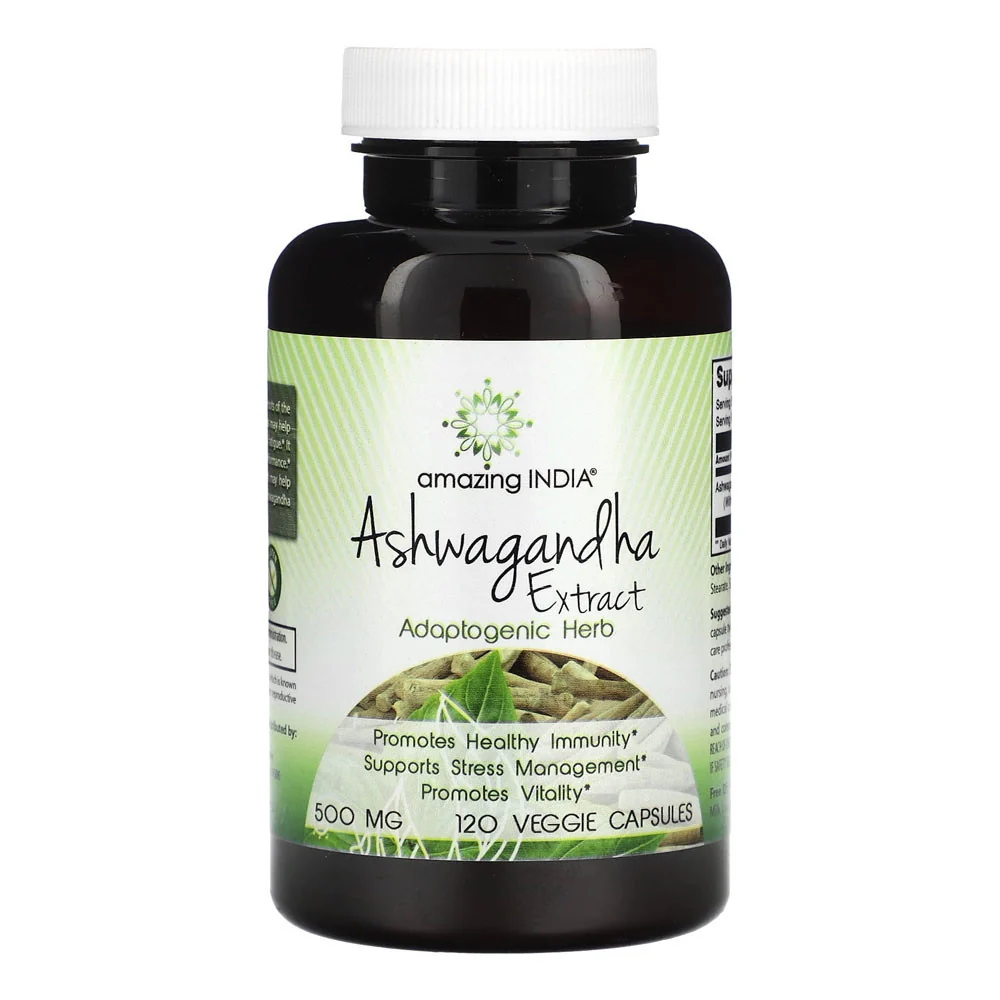 Carefully Designed Nutrition India Ashwagandha Extract 500 Mg Healthy Immunity Supports 120 Ea Long-Lasting
