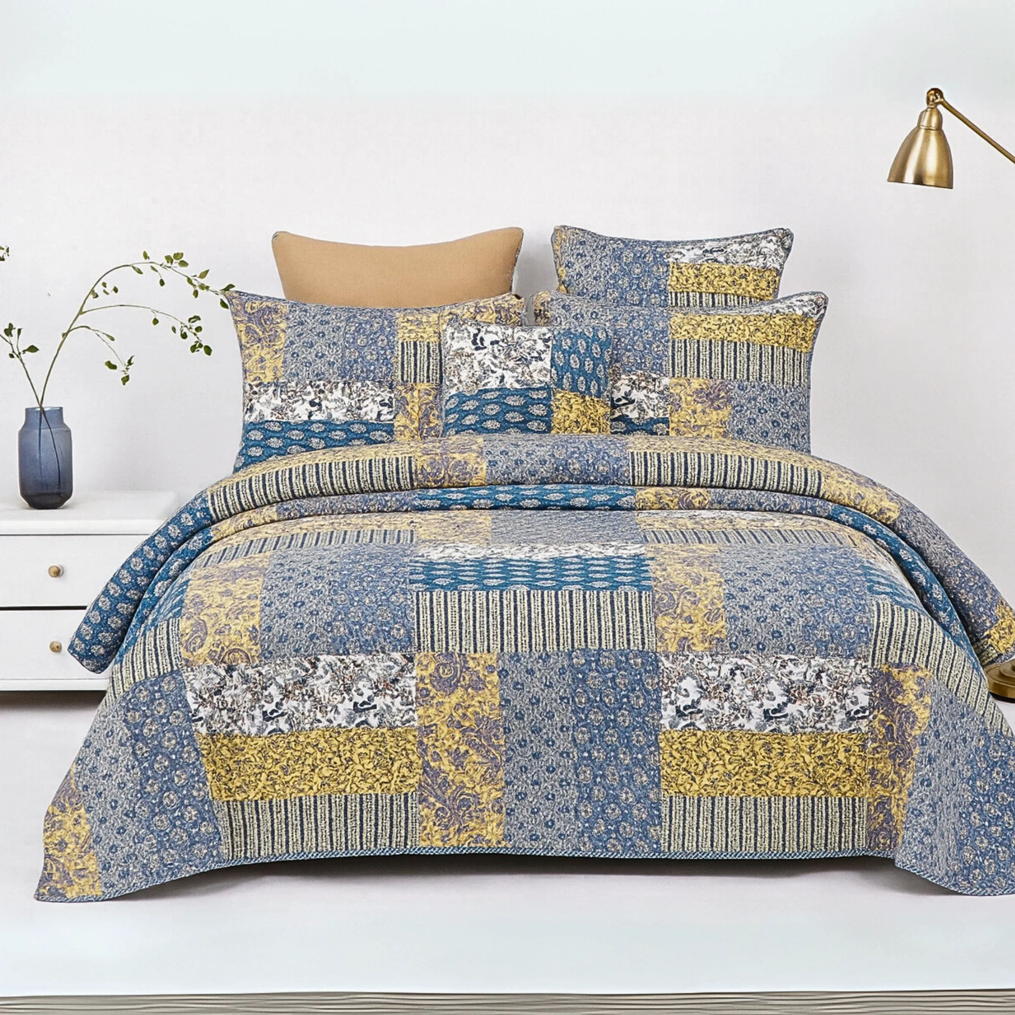 Flexible DaDa Bedding Honey Cove Floral Paisley Patchwork Quilt Set Top-Quality